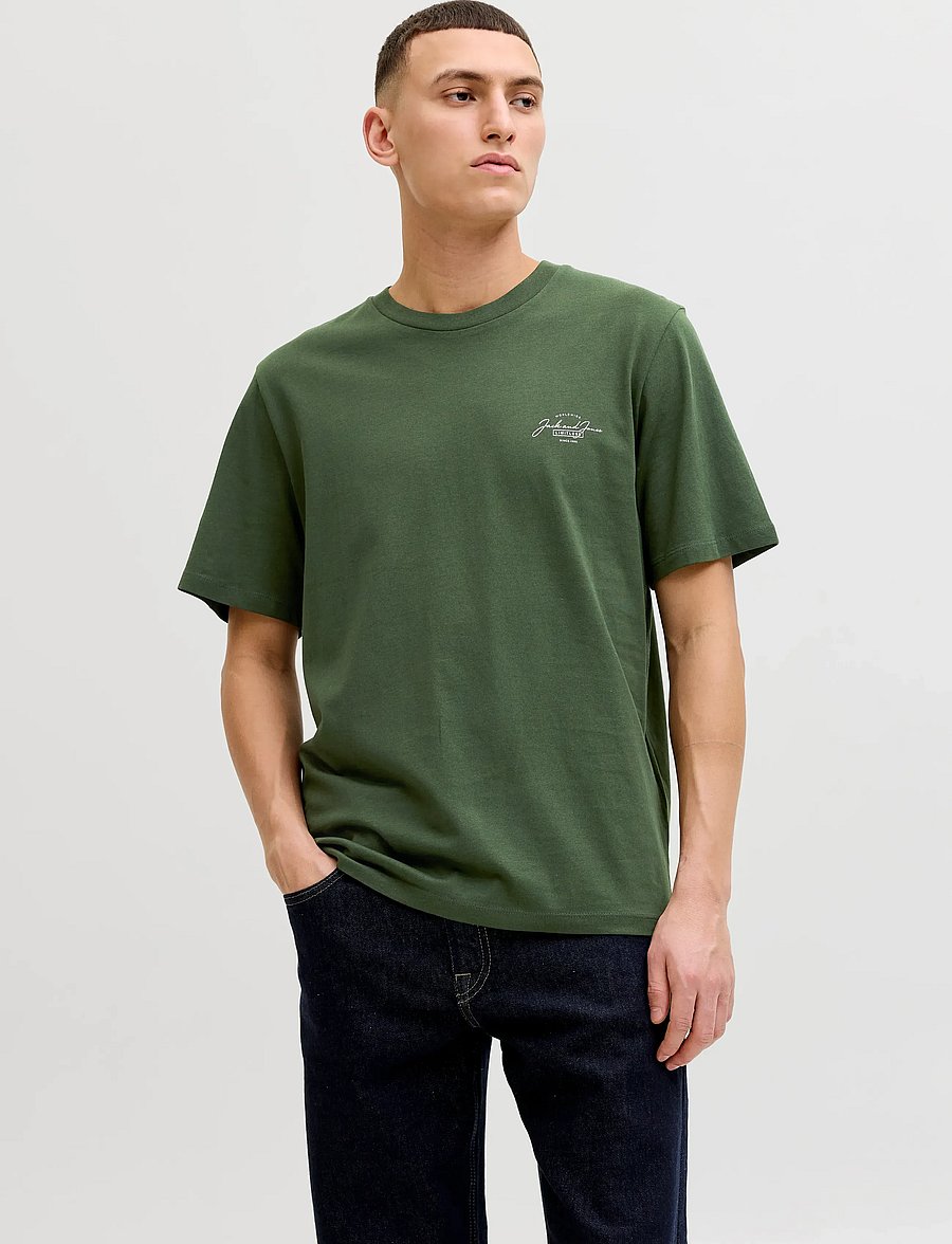 Jack & Jones - JJFERRIS TEE SS CREW NECK 3PK MP - kortærmede t-shirts - kombu green - 0