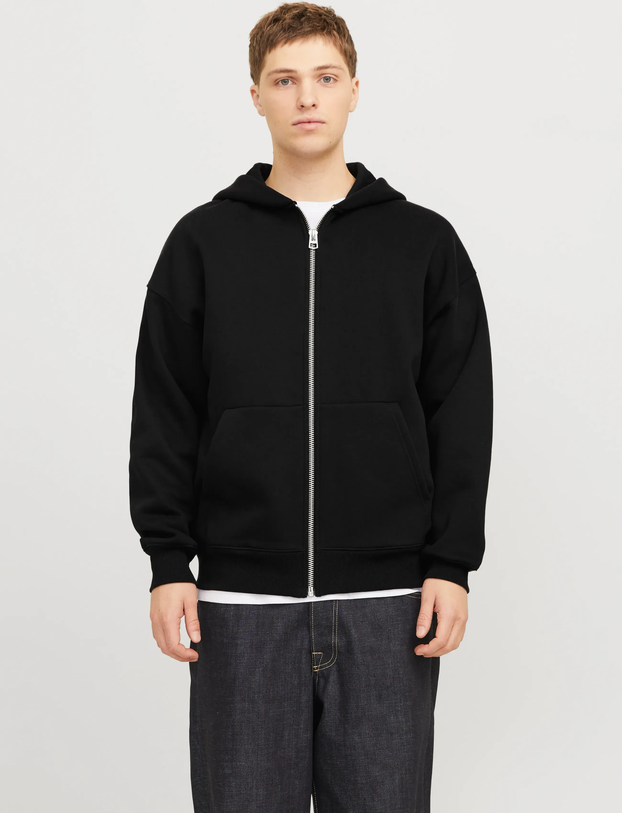 Jack & Jones Jjeurban Edge Sweat Zip Hood Noos, L, Black, Sweatshirts & Hættetrøjer > Hættetrøjer, Herre