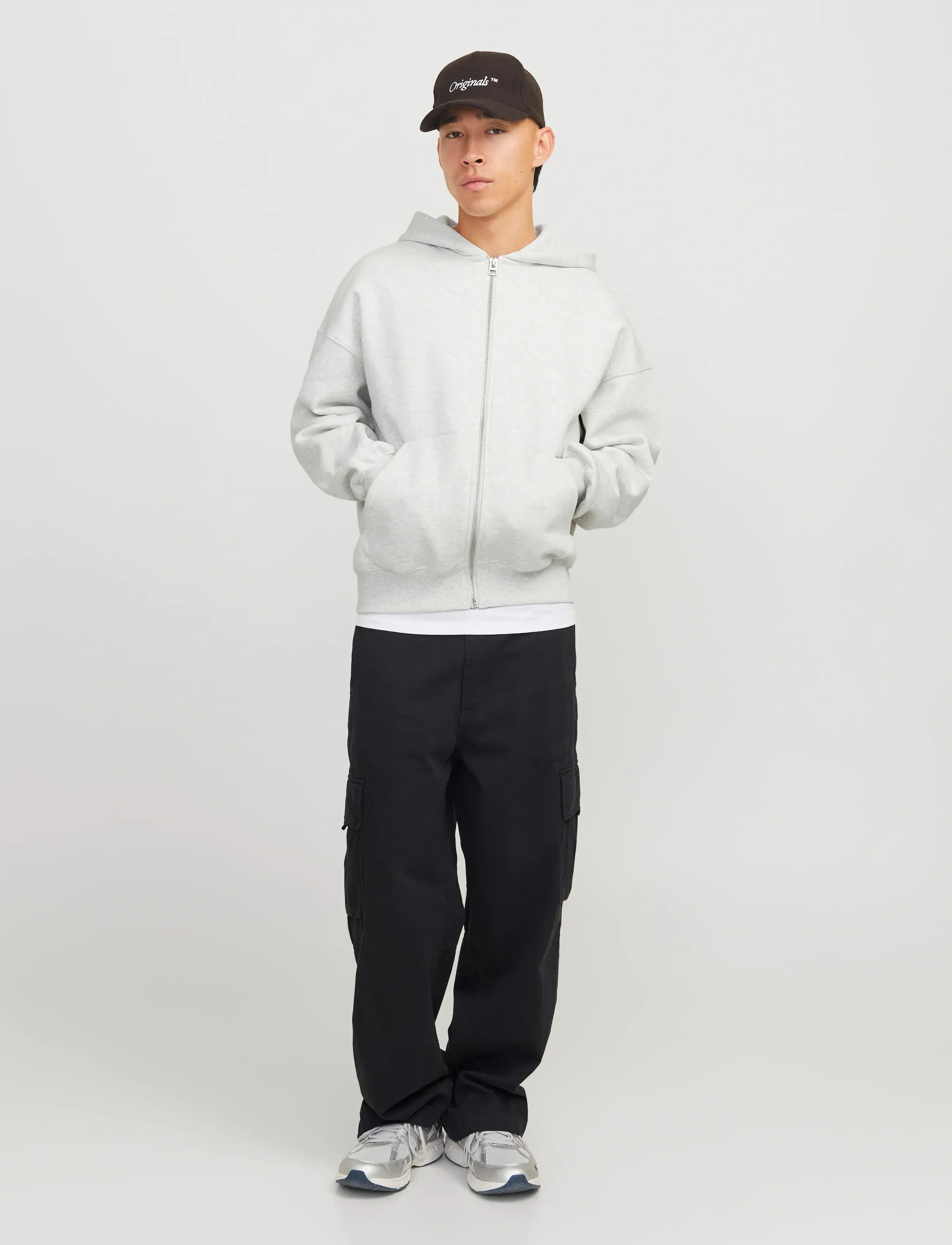 Jack & Jones JJEURBAN EDGE SWEAT ZIP HOOD NOOS - Kapuzenpullover - WHITE MELANGE / grey