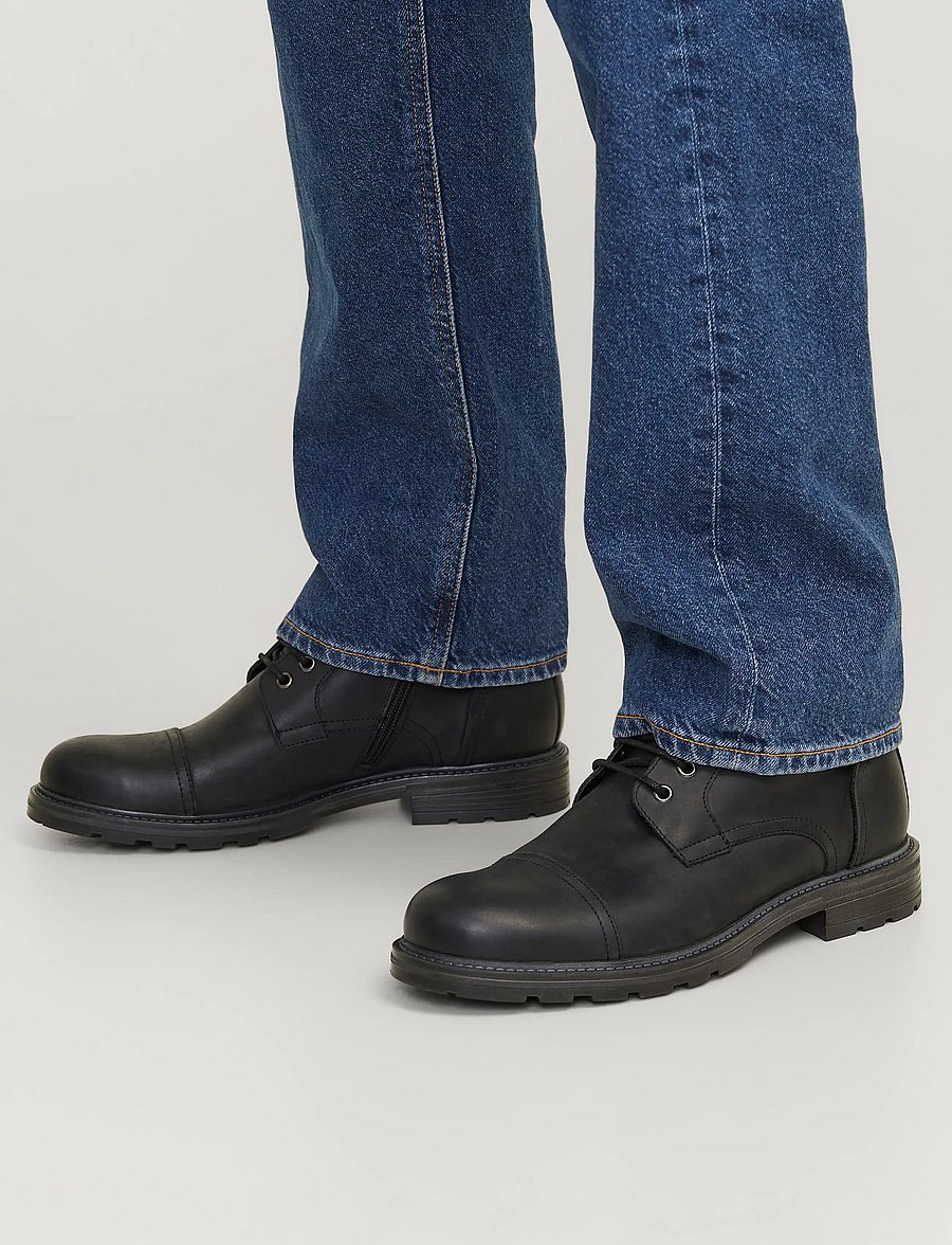 Jack & Jones - JFWTRAINER LEATHER BOOT BF LN - kängor med snörning - anthracite - 0