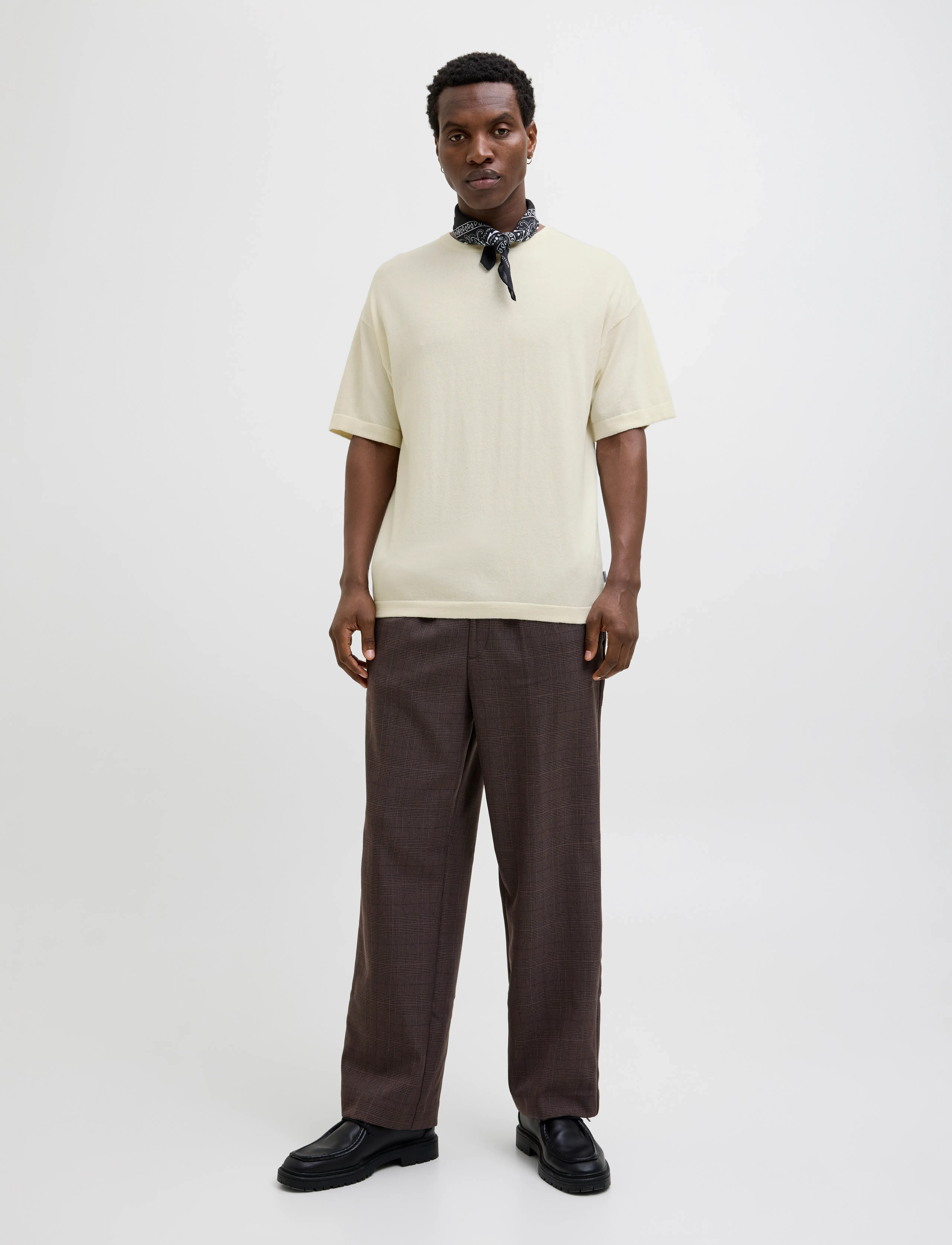 Jack & Jones - JJEEMIL KNIT TEE SS LN - short-sleeved t-shirts - cloud dancer - 3