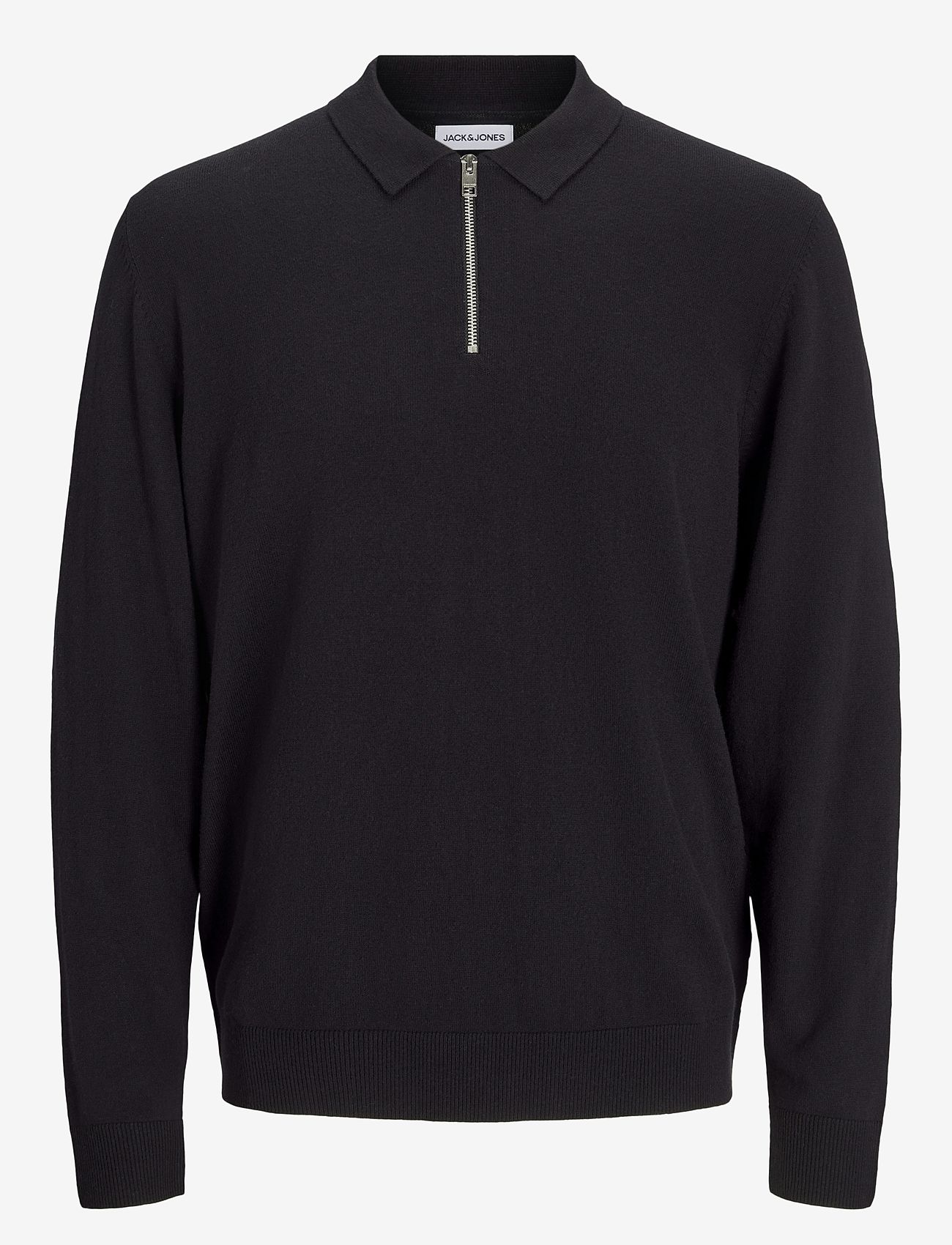 Jack & Jones - JJEEMIL KNIT POLO HALF ZIP LS NOOS - pulls demi-zippés - black - 1