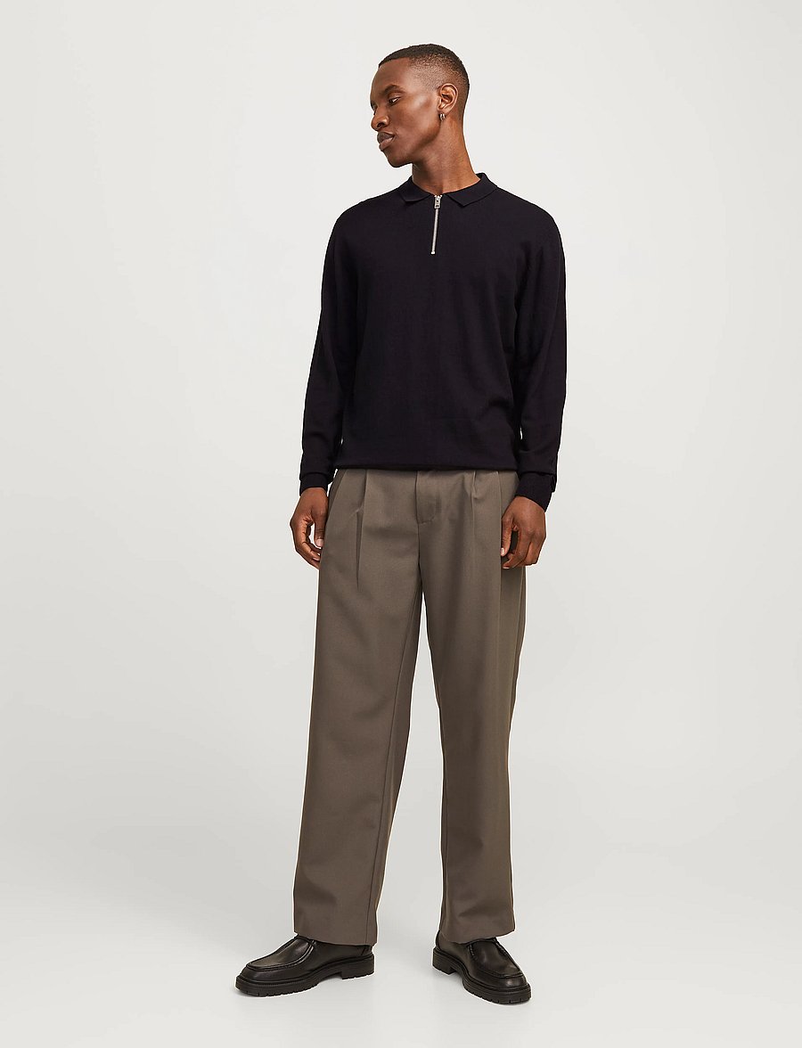 Jack & Jones - JJEEMIL KNIT POLO HALF ZIP LS NOOS - half zip jumpers - black - 3
