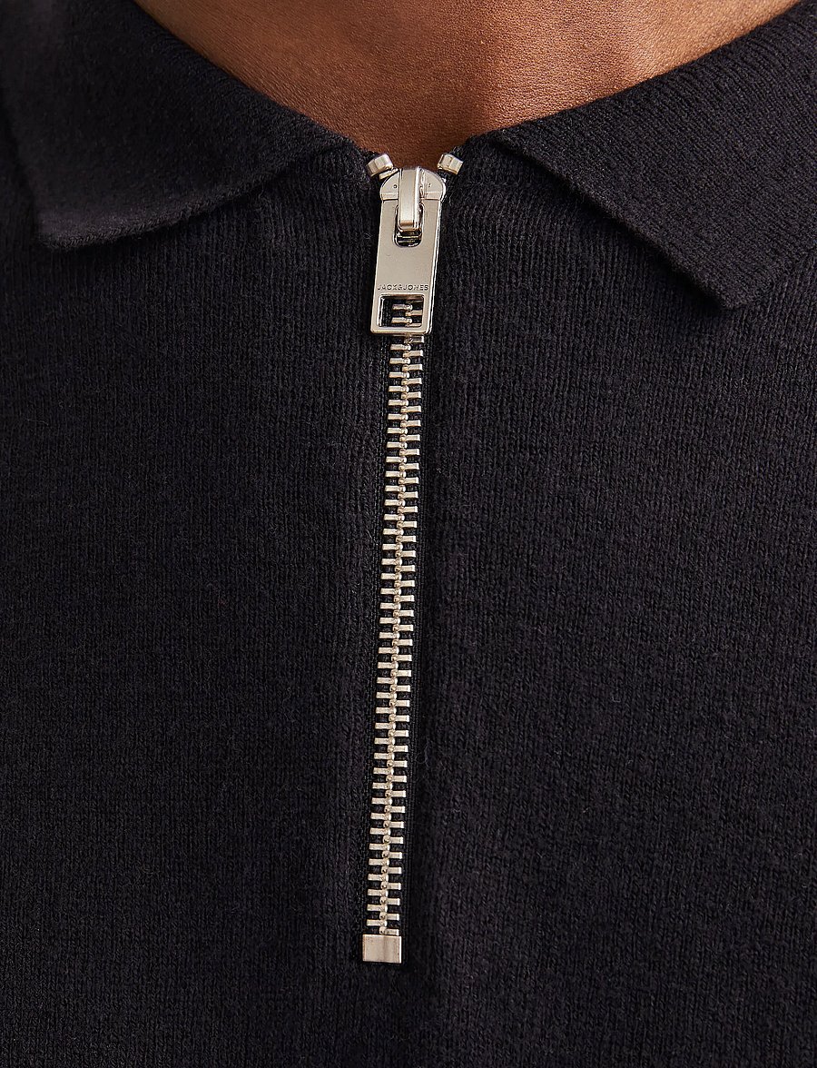 Jack & Jones - JJEEMIL KNIT POLO HALF ZIP LS NOOS - half zip jumpers - black - 4