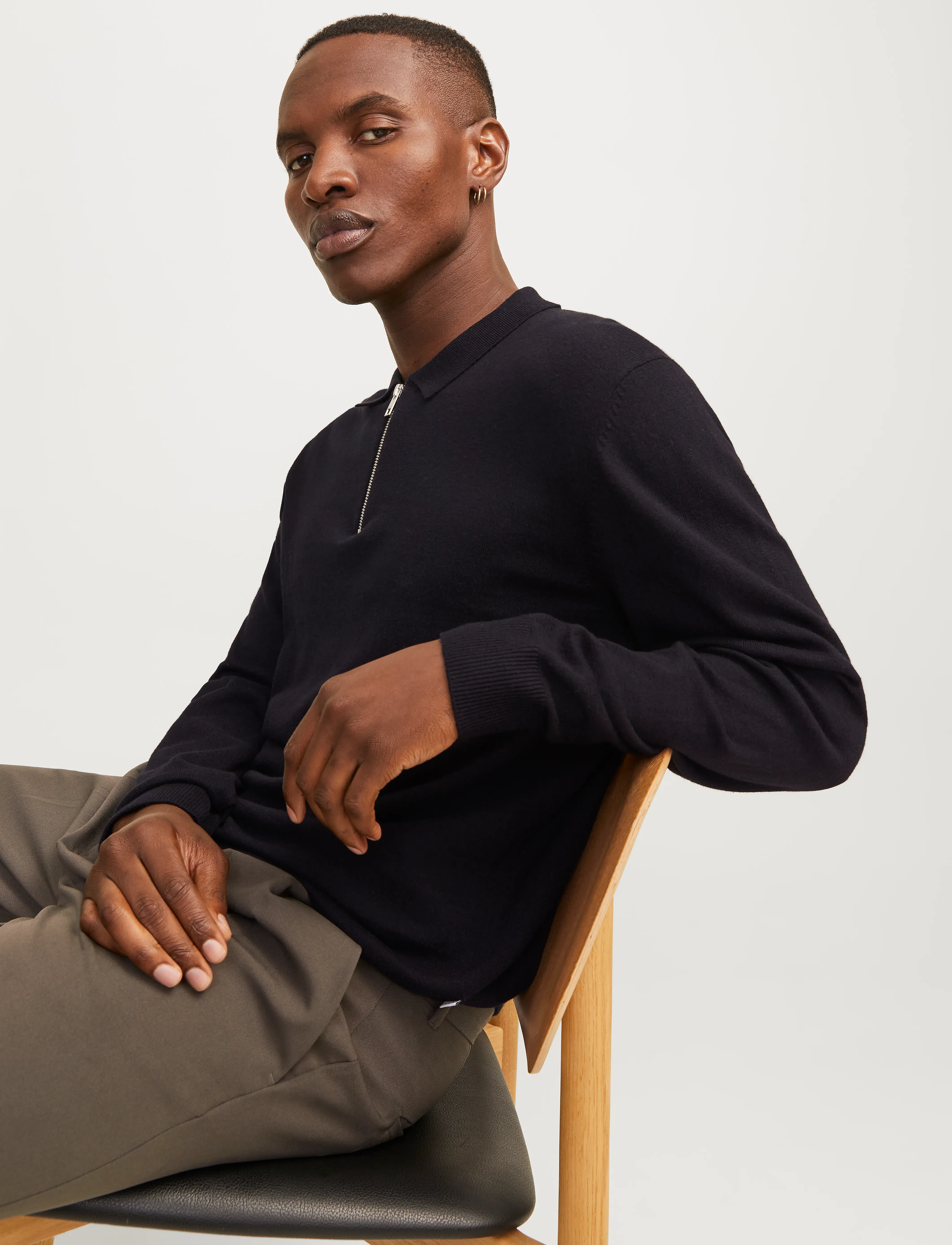 JACK & JONES Jjeemil Knit Polo Half Zip Ls Noos pikéer herr – bild 6