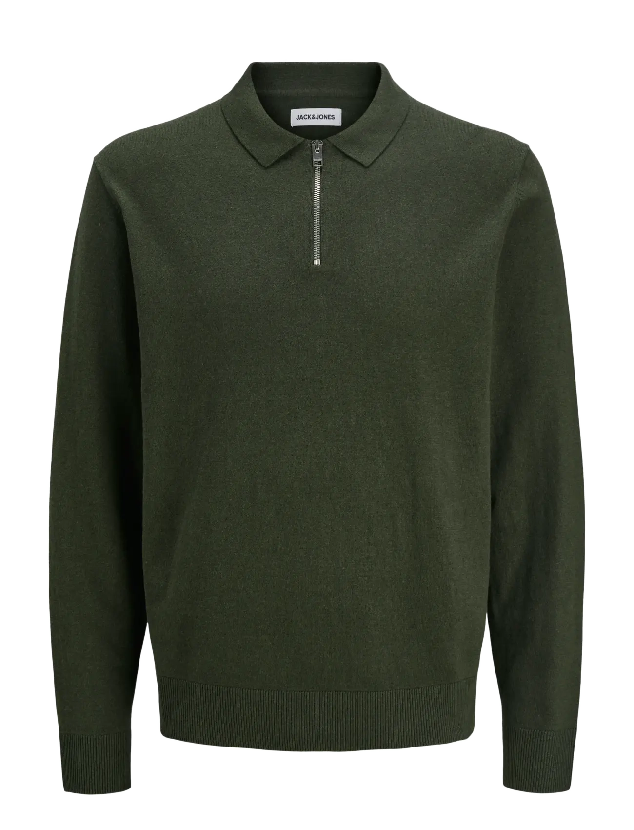 Jack & Jones JJEEMIL KNIT POLO HALF ZIP LS NOOS - Tøj - DUFFEL BAG / khaki/green