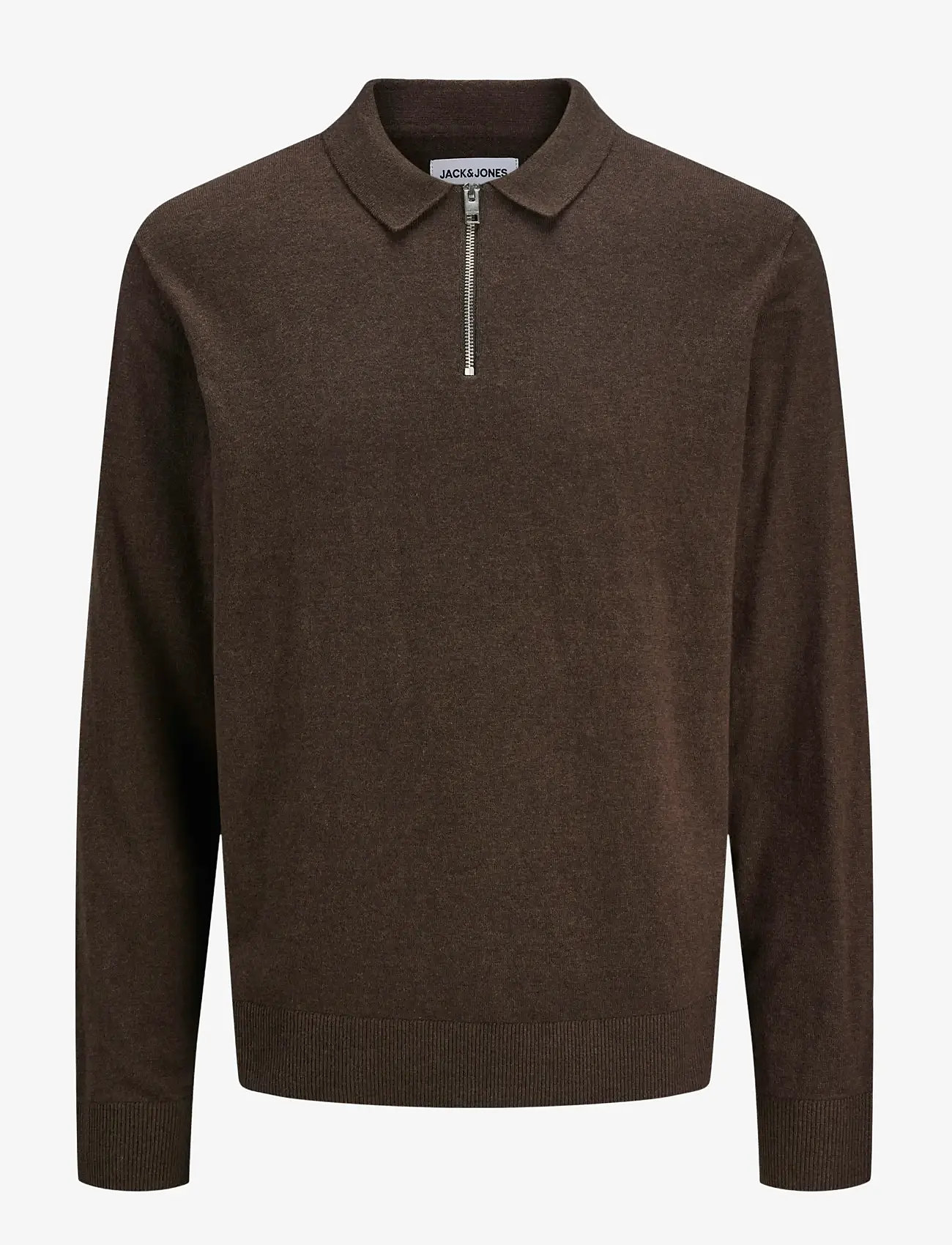 Jack & Jones - JJEEMIL KNIT POLO HALF ZIP LS NOOS - halfzip strik - mulch - 1