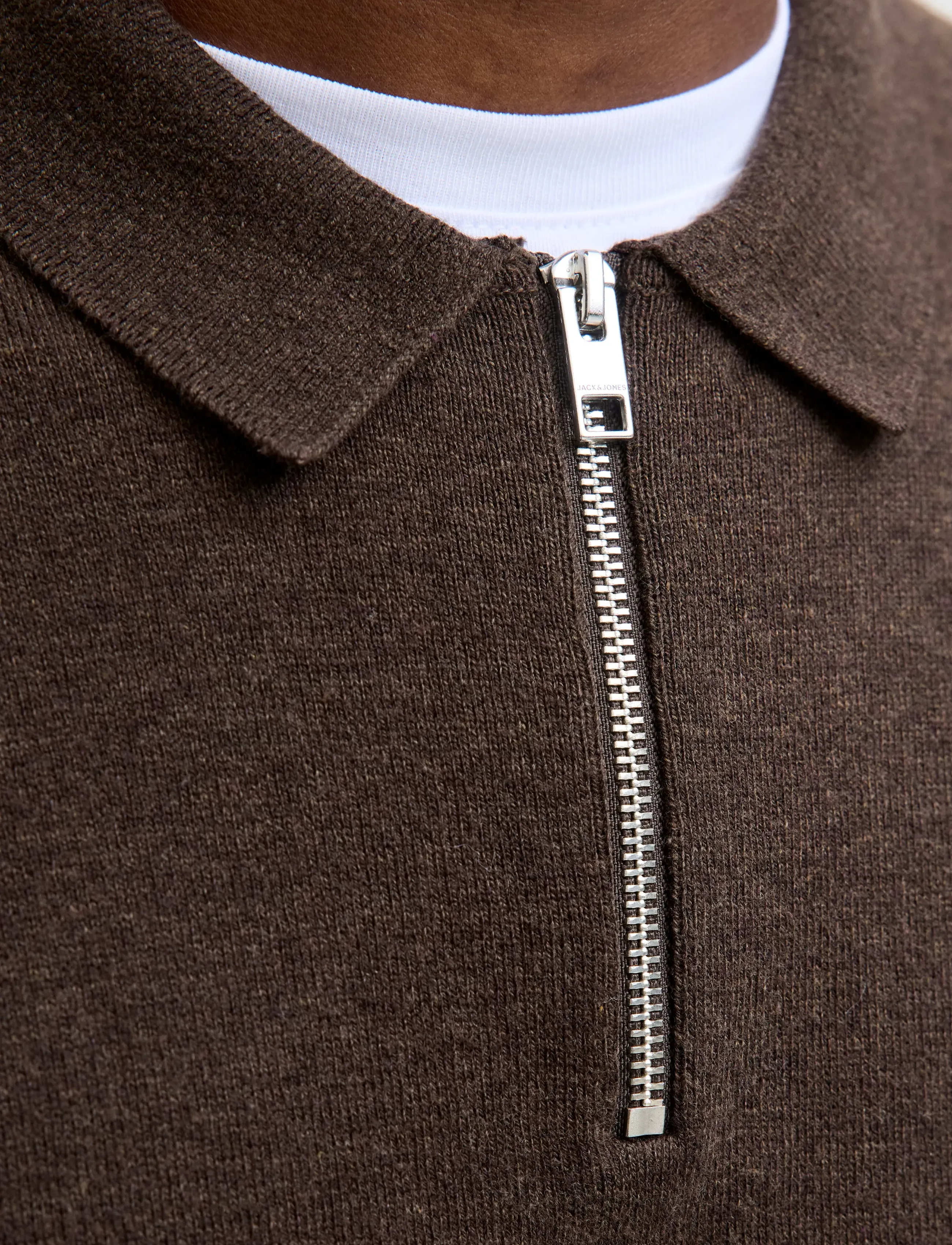 Jack & Jones - JJEEMIL KNIT POLO HALF ZIP LS NOOS - halfzip strik - mulch - 4