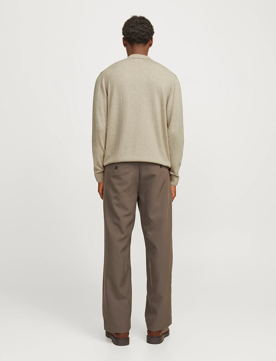Jack & Jones - JJEEMIL KNIT POLO HALF ZIP LS NOOS - half zip jumpers - oatmeal - 2