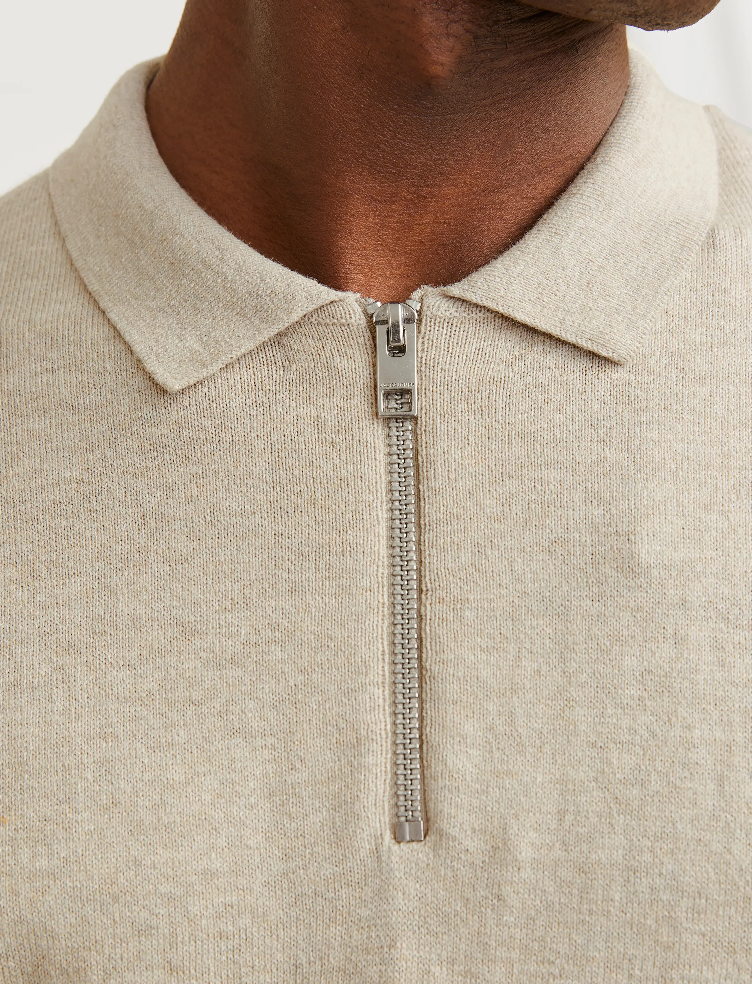 Jack & Jones - JJEEMIL KNIT POLO HALF ZIP LS NOOS - pullover mit halbem reißverschluss - oatmeal - 3