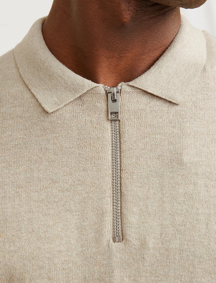 Jack & Jones - JJEEMIL KNIT POLO HALF ZIP LS NOOS - half zip jumpers - oatmeal - 3