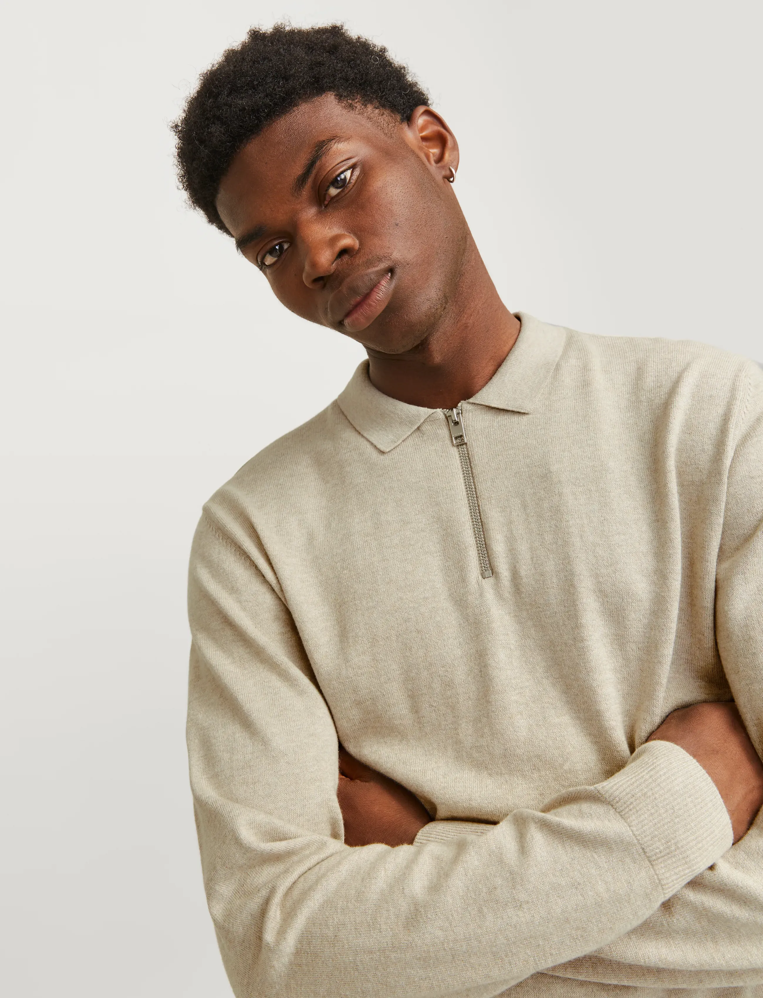 JACK & JONES Jjeemil Knit Polo Half Zip Ls Noos pikéer herr – bild 6