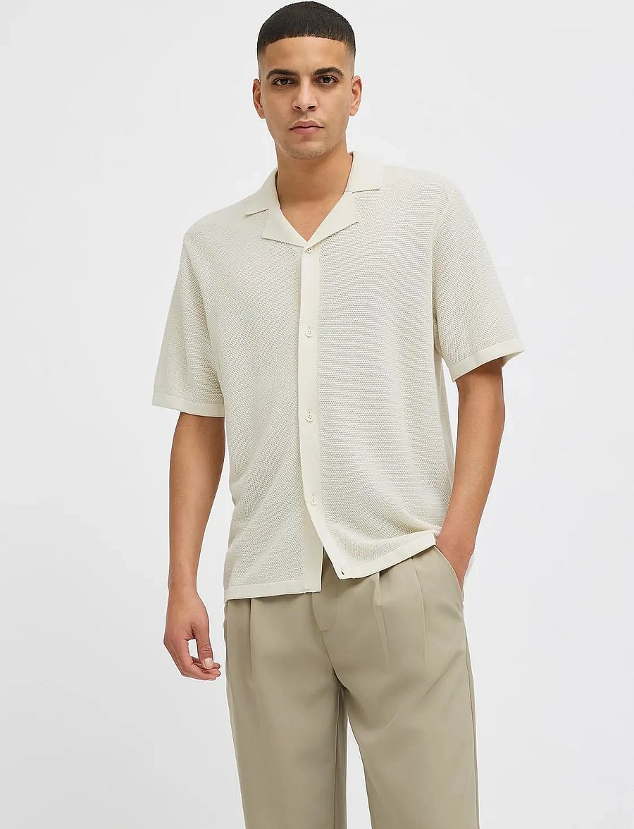 Jack & Jones - JJORION KNIT RESORT SS - lühikeste varrukatega särgid - cloud dancer - 2