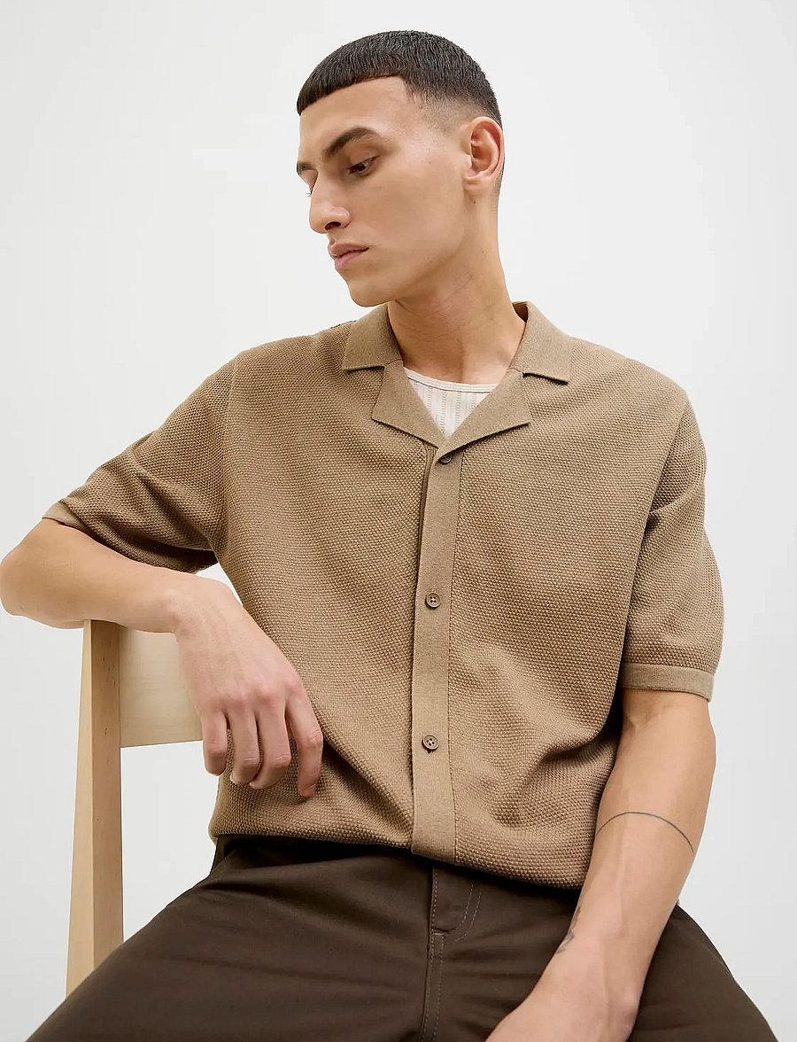 Jack & Jones - JJORION KNIT RESORT SS - lühikeste varrukatega särgid - coriander - 0