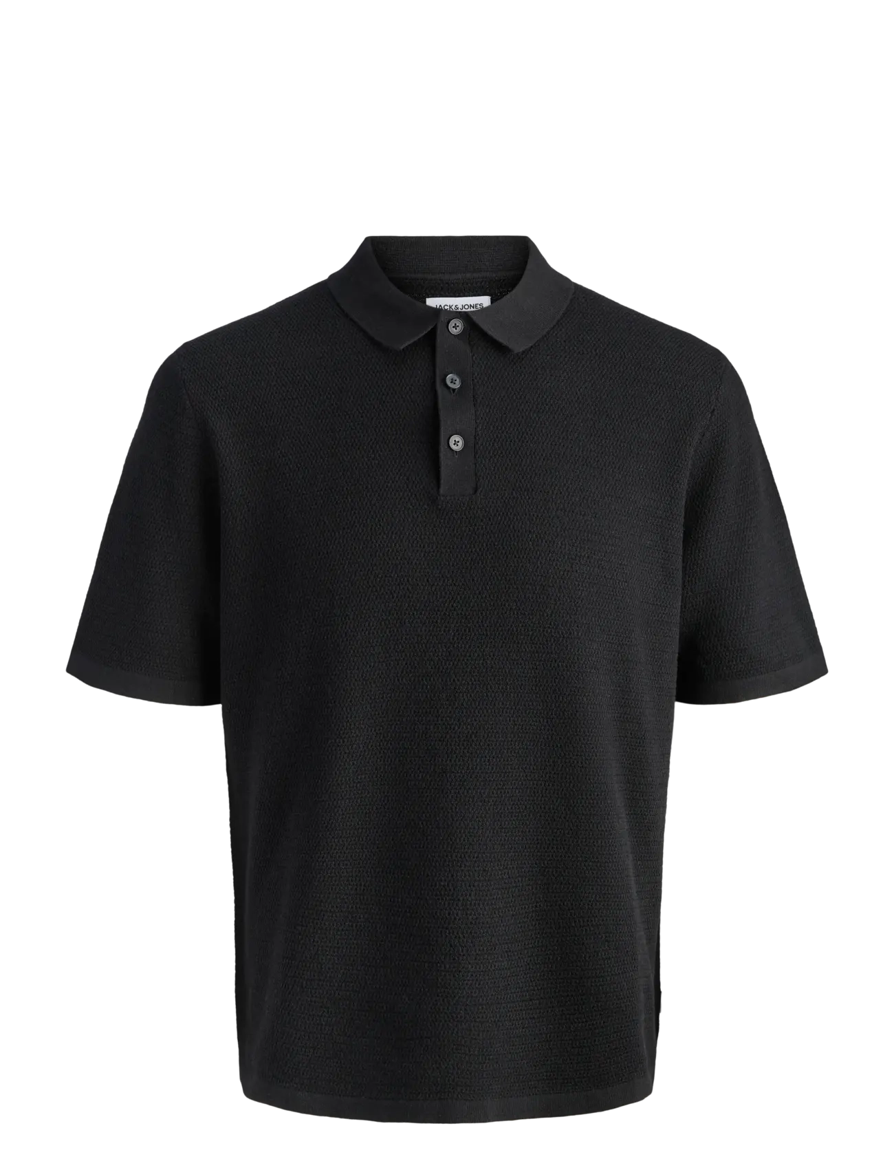 Jack & Jones JJEGEORGE KNIT POLO SS SN - Jack & Jones - BLACK / black