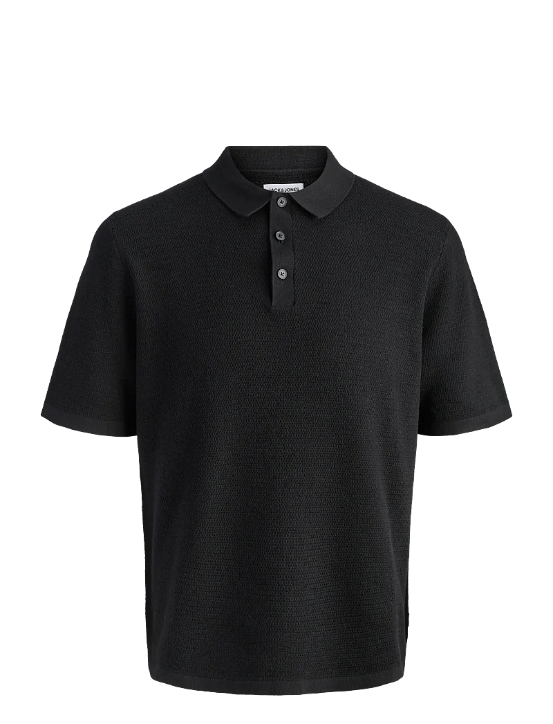 Jack & Jones - JJEGEORGE KNIT POLO SS SN - kootud polosärgid - black - 1