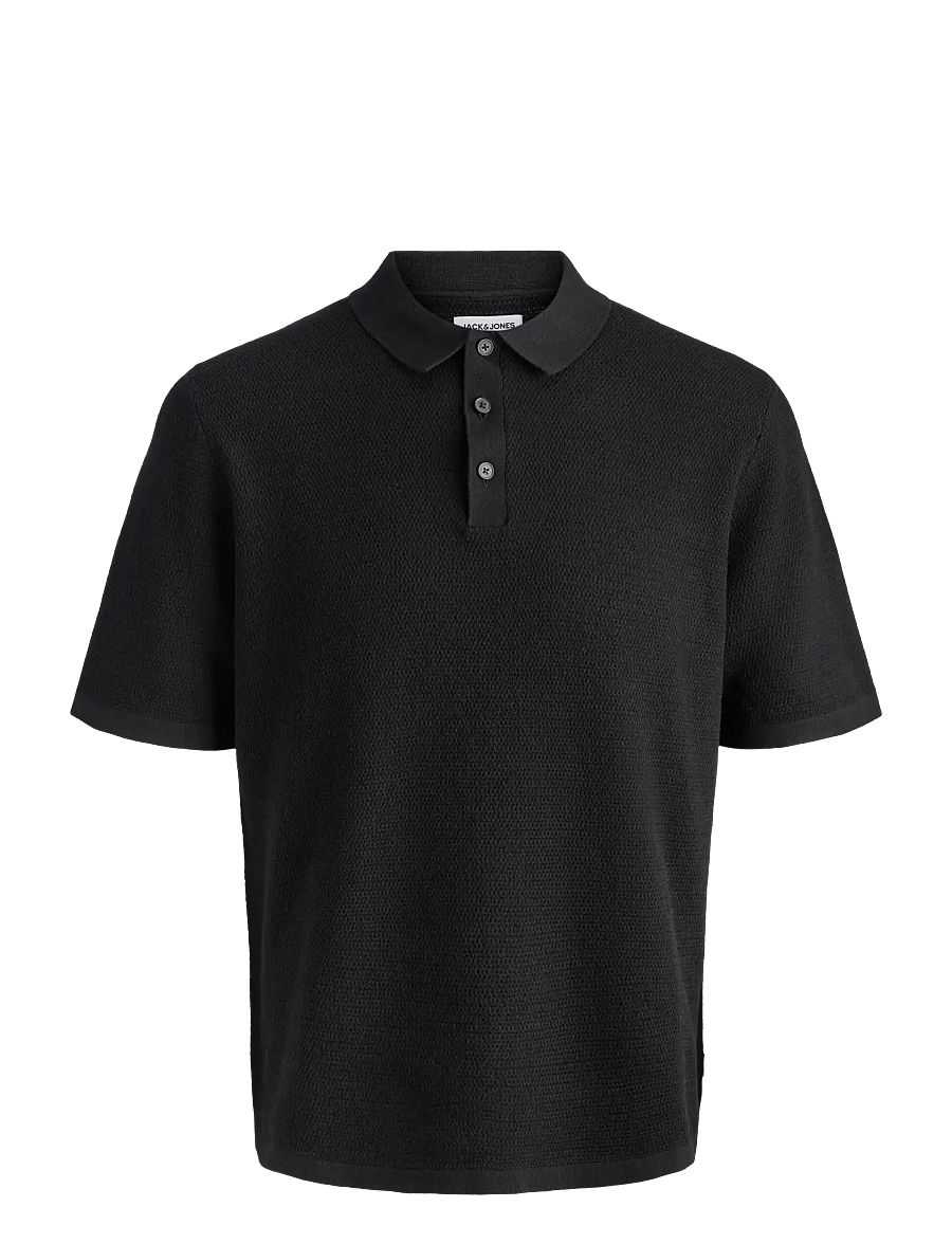 Jack & Jones - JJEGEORGE KNIT POLO SS SN - kootud polosärgid - black - 1