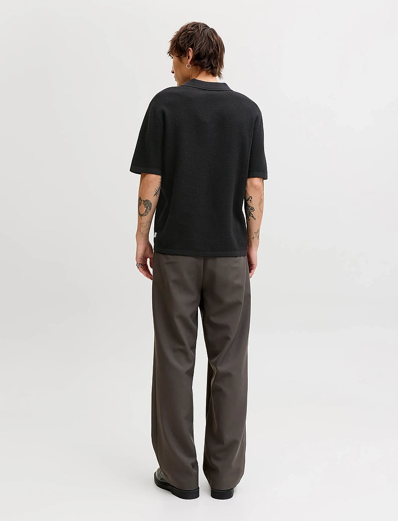 Jack & Jones - JJEGEORGE KNIT POLO SS SN - kootud polosärgid - black - 2