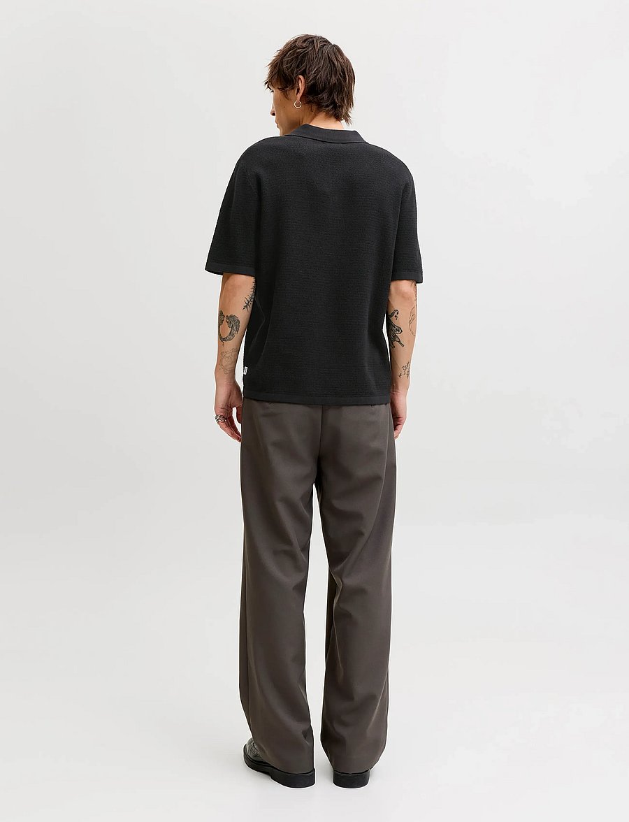 Jack & Jones - JJEGEORGE KNIT POLO SS SN - kootud polosärgid - black - 2