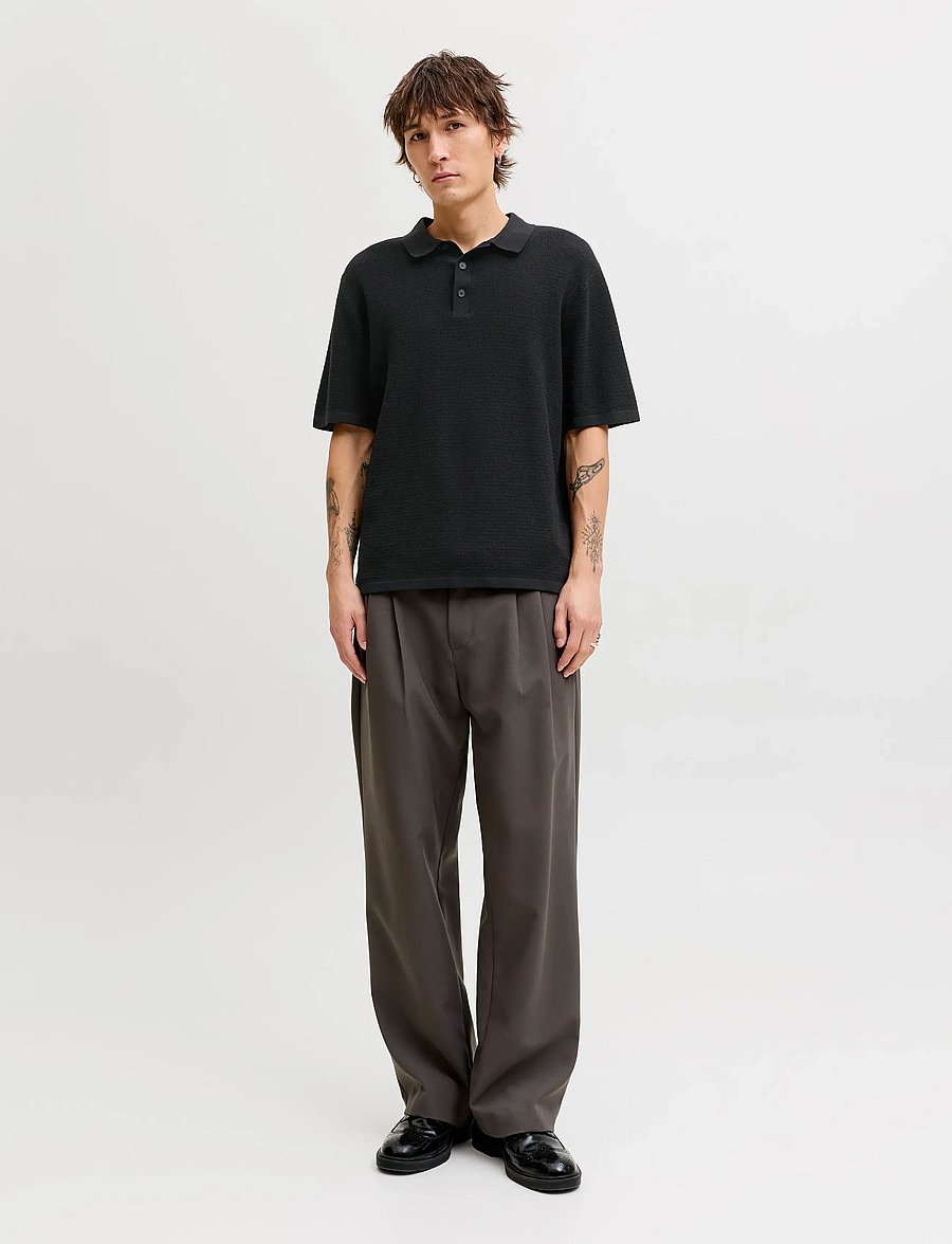 Jack & Jones - JJEGEORGE KNIT POLO SS SN - gestrickte polohemden - black - 3