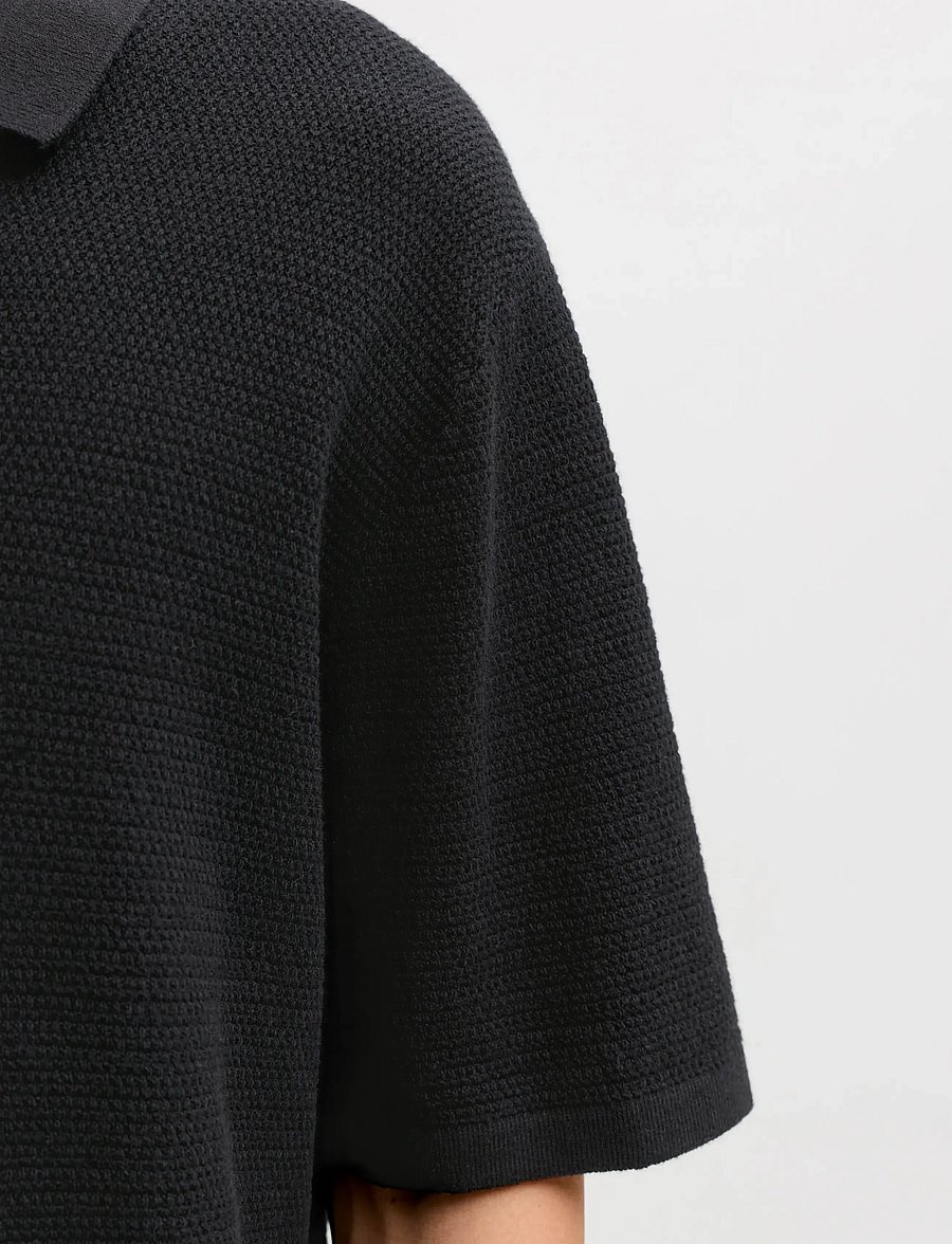 Jack & Jones - JJEGEORGE KNIT POLO SS SN - kootud polosärgid - black - 4