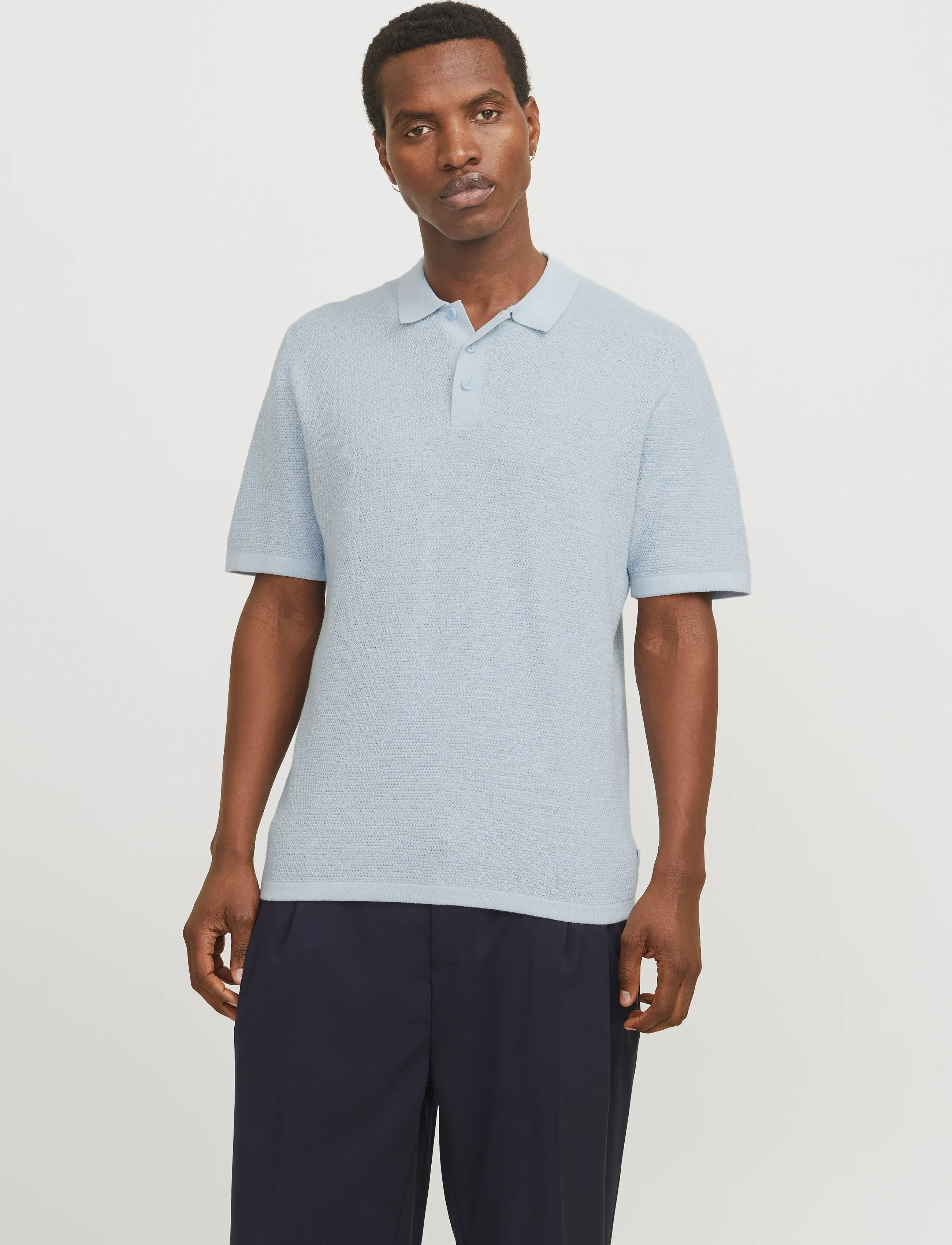 Jack & Jones Jjegeorge Knit Polo Ss Sn, XXL, Blue, Poloer > Kortærmede, Herre