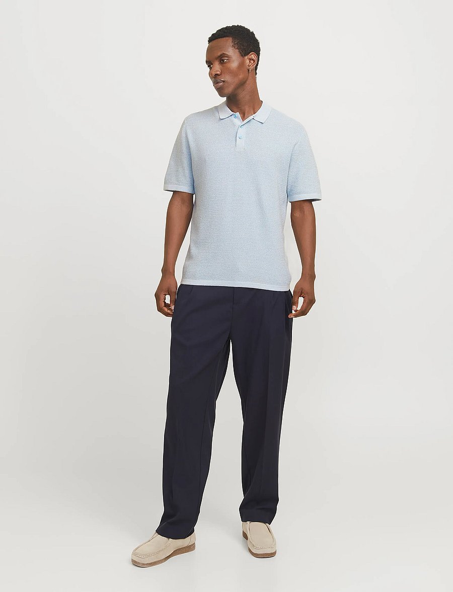 Jack & Jones - JJEGEORGE KNIT POLO SS SN - kootud polosärgid - chambray blue - 3