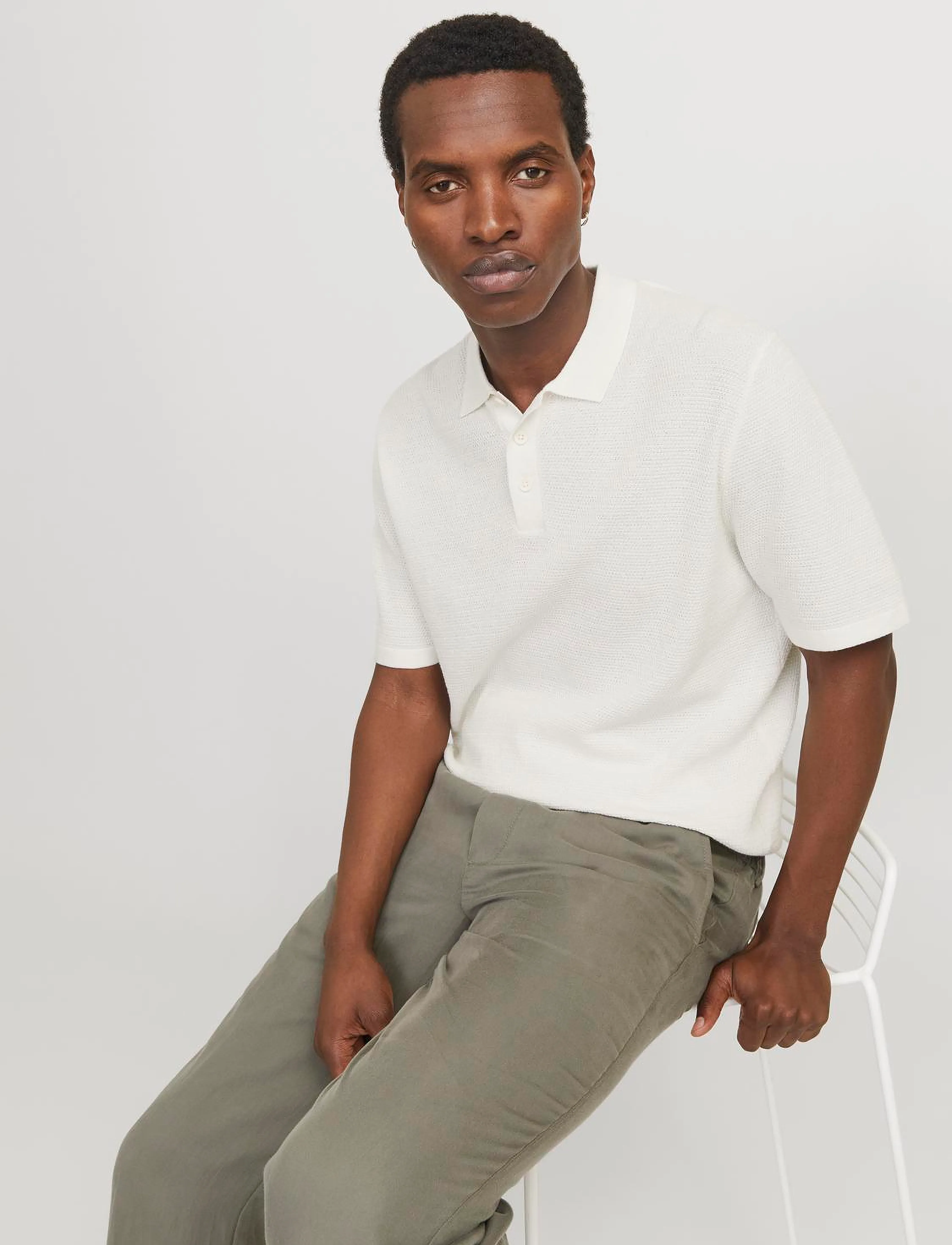 Jack & Jones JJEGEORGE KNIT POLO SS SN - Poloshirts - CLOUD DANCER / white