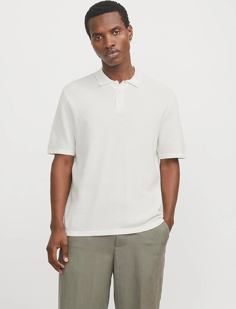 Jack & Jones - JJEGEORGE KNIT POLO SS SN - trikotažiniai polo marškinėliai - cloud dancer - 4