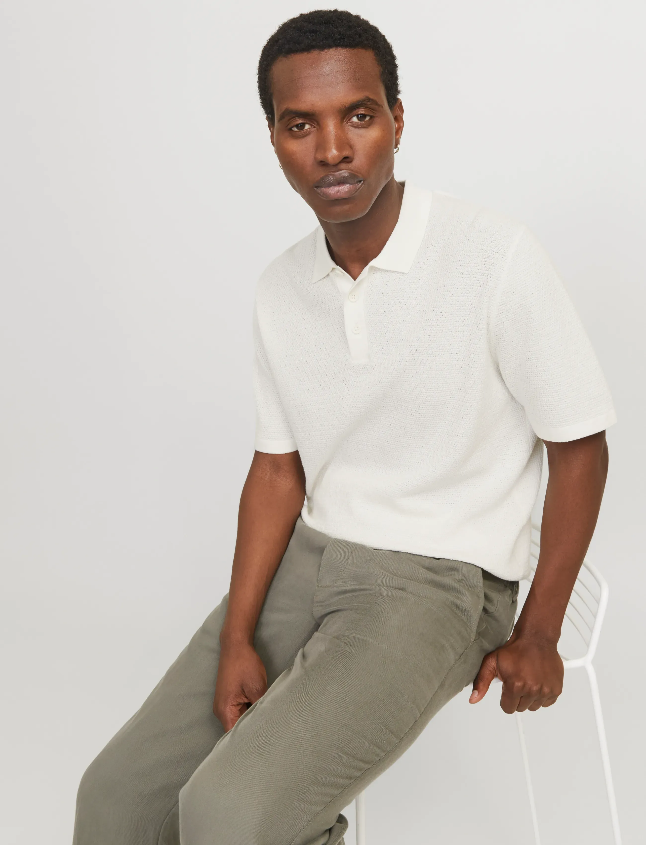 Jack & Jones - JJEGEORGE KNIT POLO SS SN - gestrickte polohemden - cloud dancer - 5