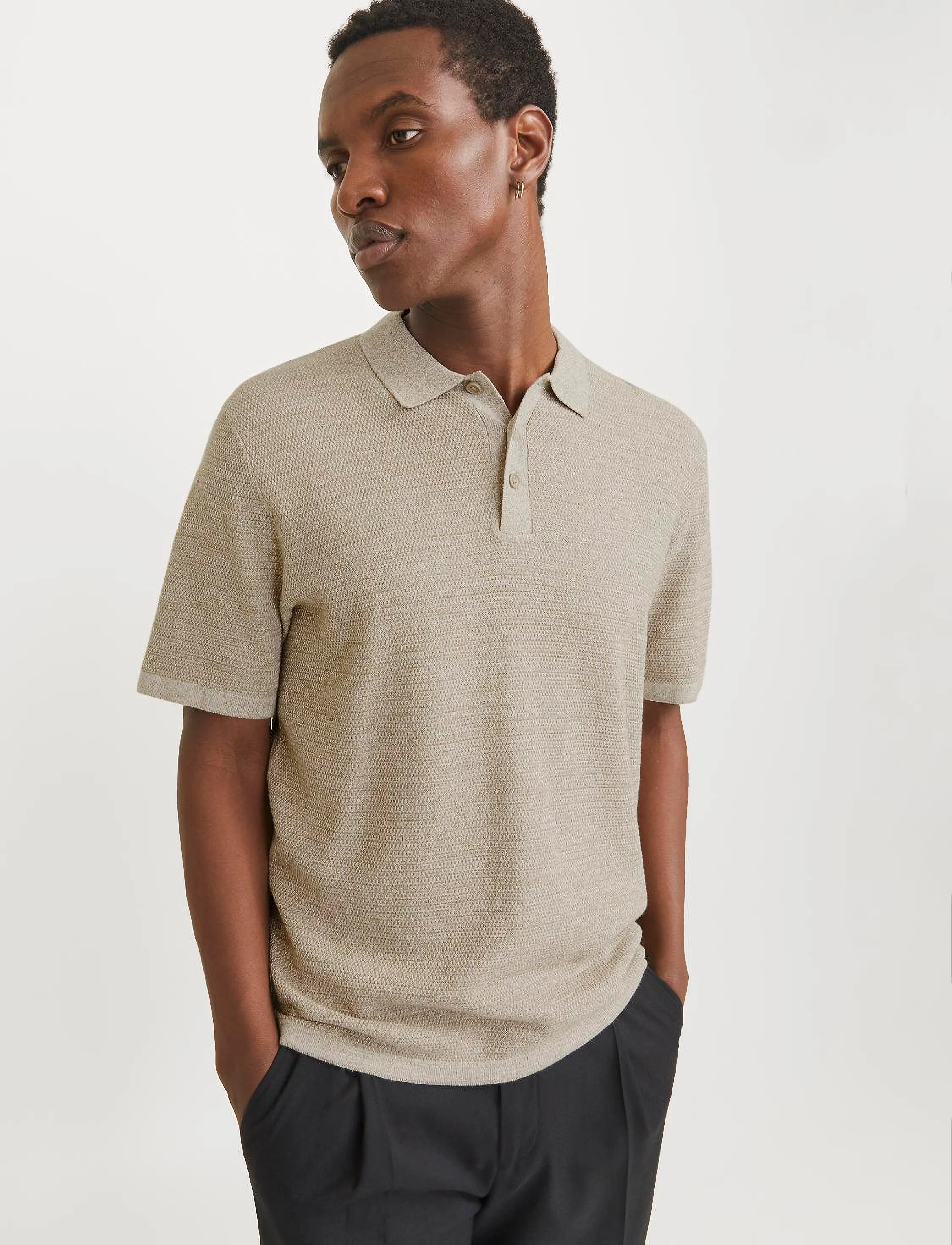 Jack & Jones JJEGEORGE KNIT POLO SS SN - Riided - CORIANDER / beige
