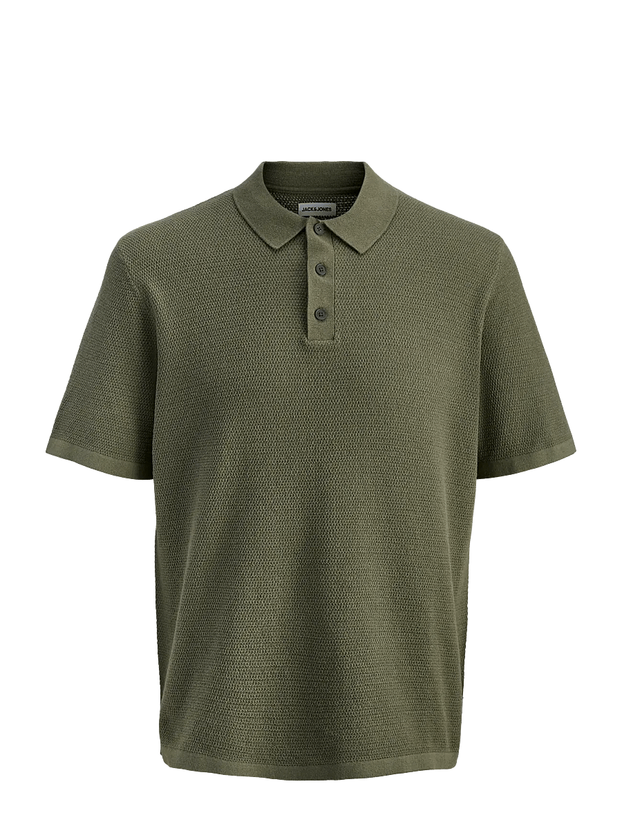 Jack & Jones - JJEGEORGE KNIT POLO SS SN - kootud polosärgid - dusty olive - 1