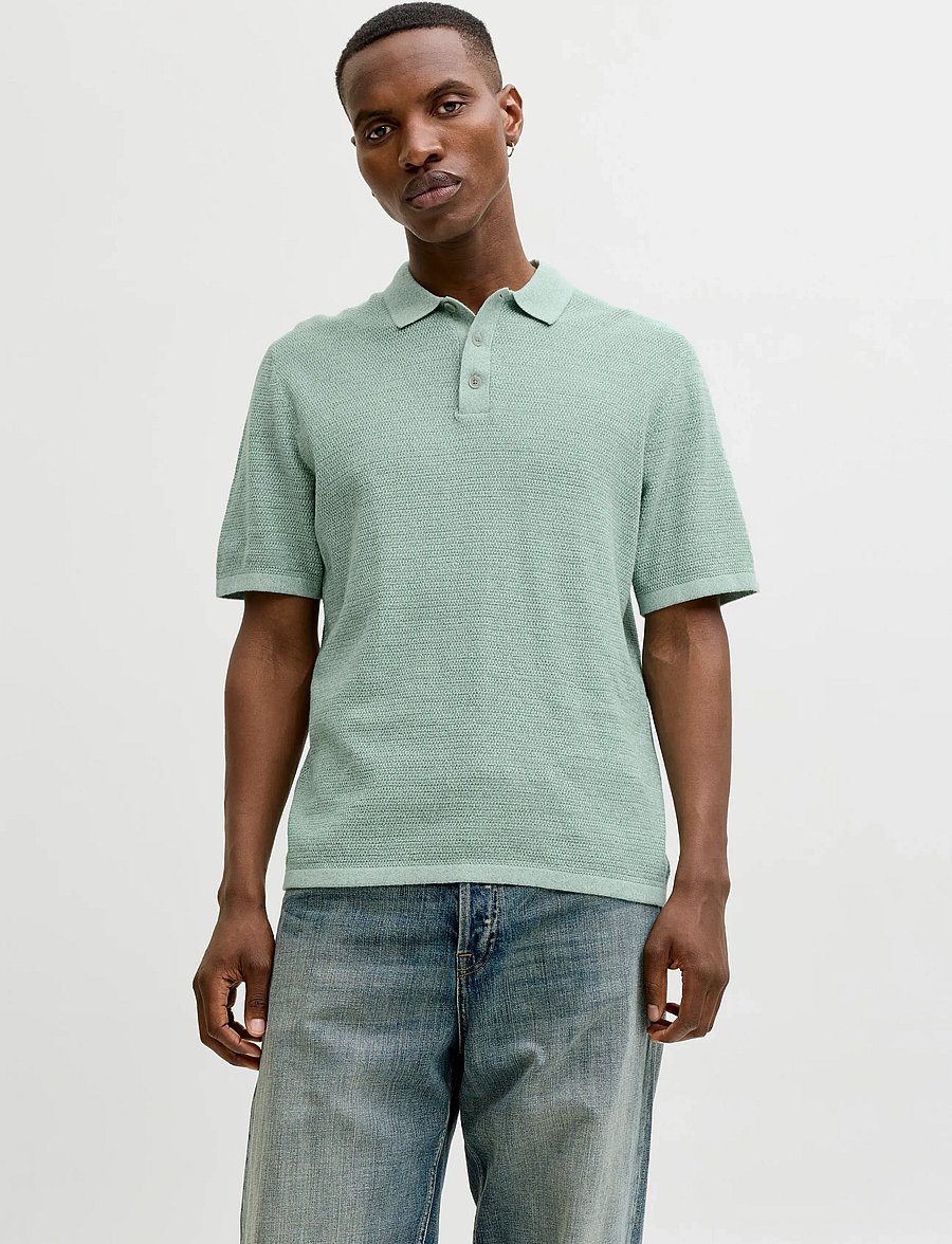 Jack & Jones - JJEGEORGE KNIT POLO SS SN - gestrickte polohemden - granite green - 0