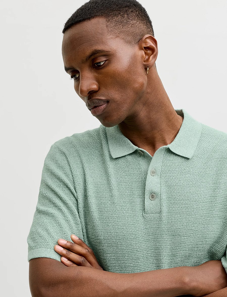 Jack & Jones - JJEGEORGE KNIT POLO SS SN - gestrickte polohemden - granite green - 5