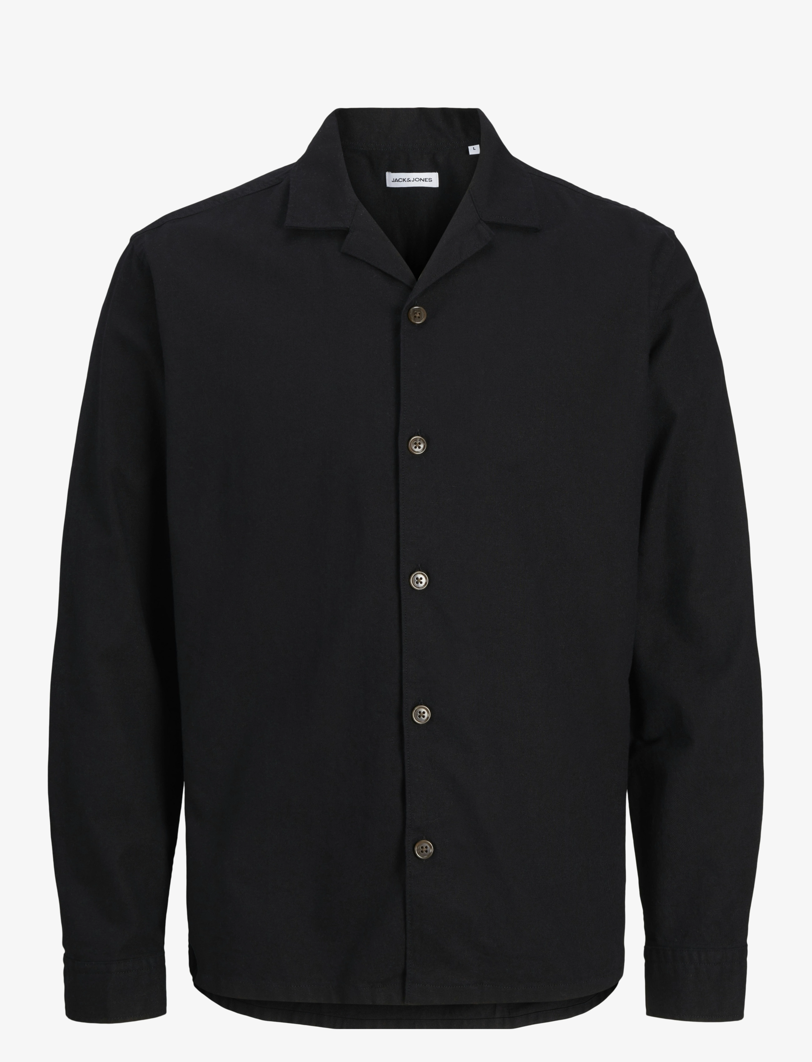 Jack & Jones Jjsummer Resort Shirt Ls, Mænd, Langærmet Resort Skjorte, Sort, Str: L