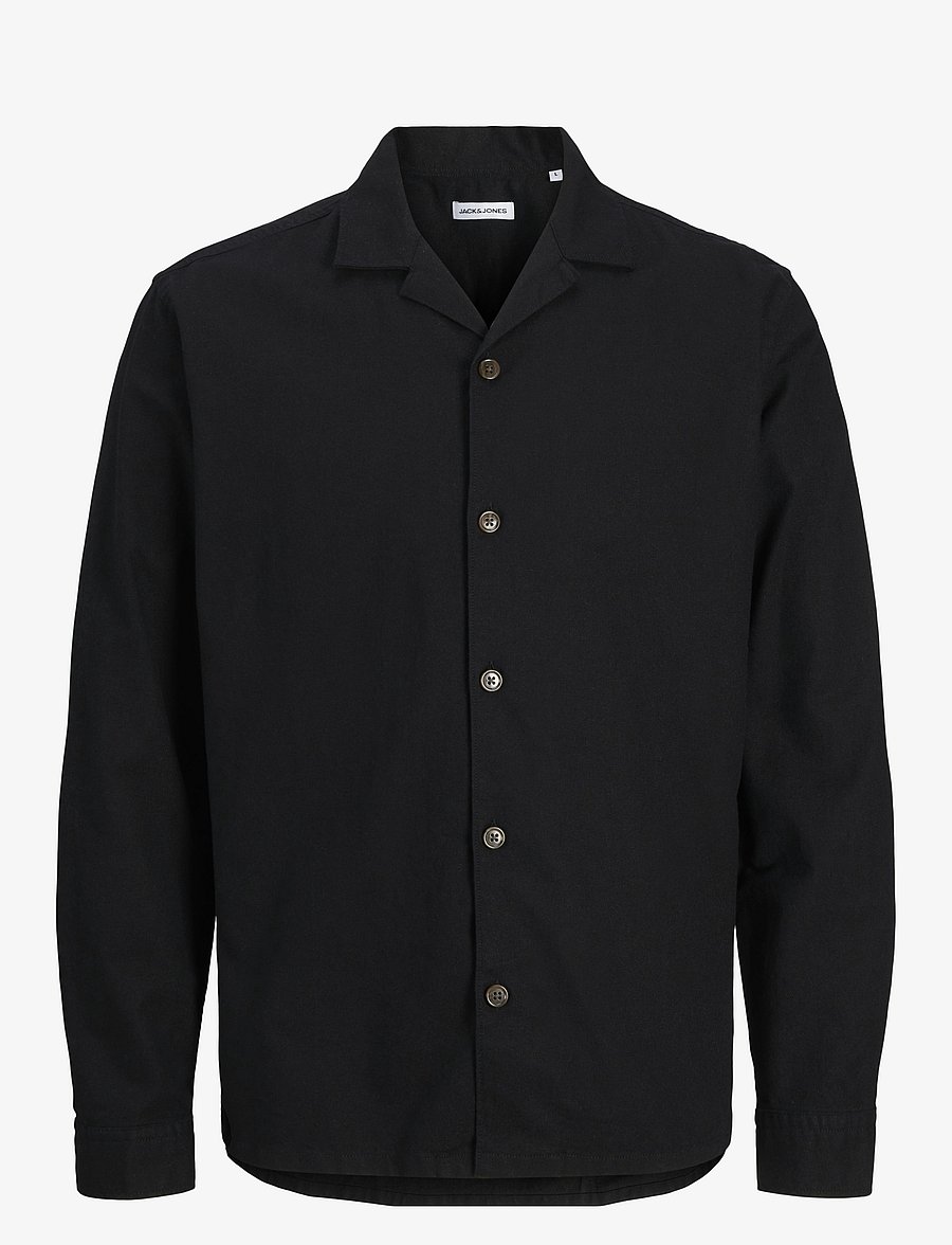 Jack & Jones - JJSUMMER RESORT SHIRT LS - linneskjortor - black - 0