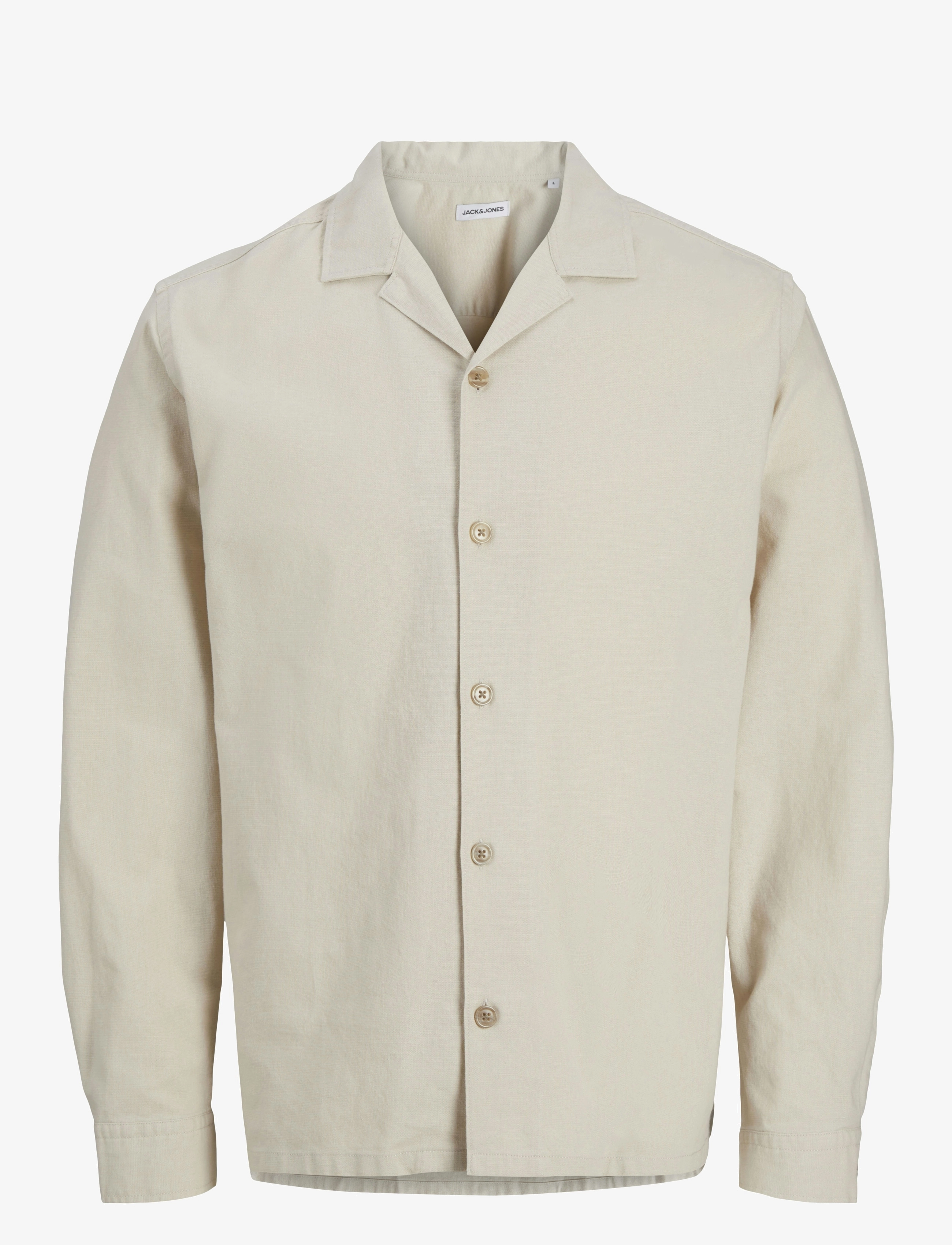 JACK & JONES Jjsummer Resort Shirt Ls Cream - M - Herren