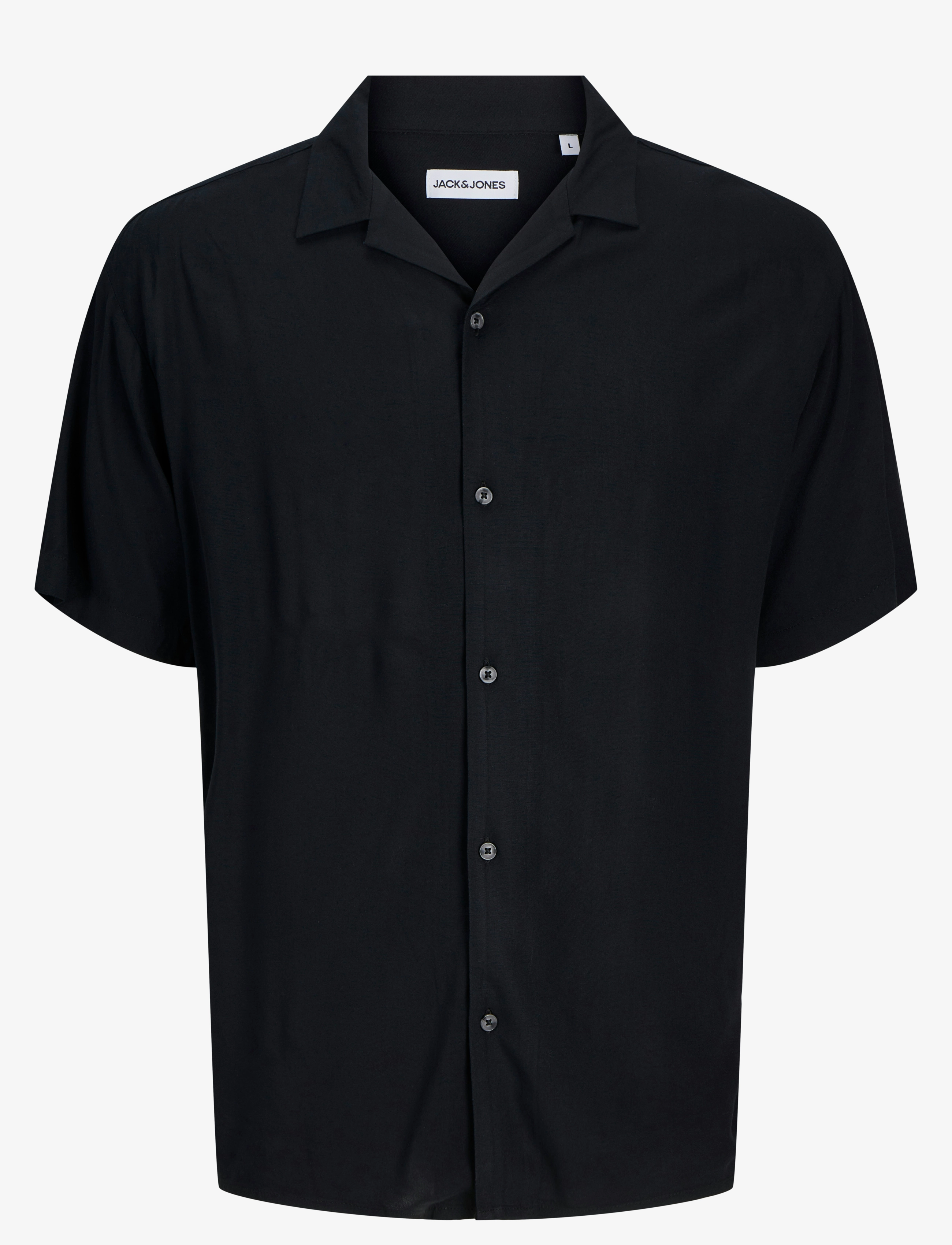 Jack & Jones JJEJEFF SOLID RESORT SHIRT S/S SN - Kauluspaidat - BLACK / black