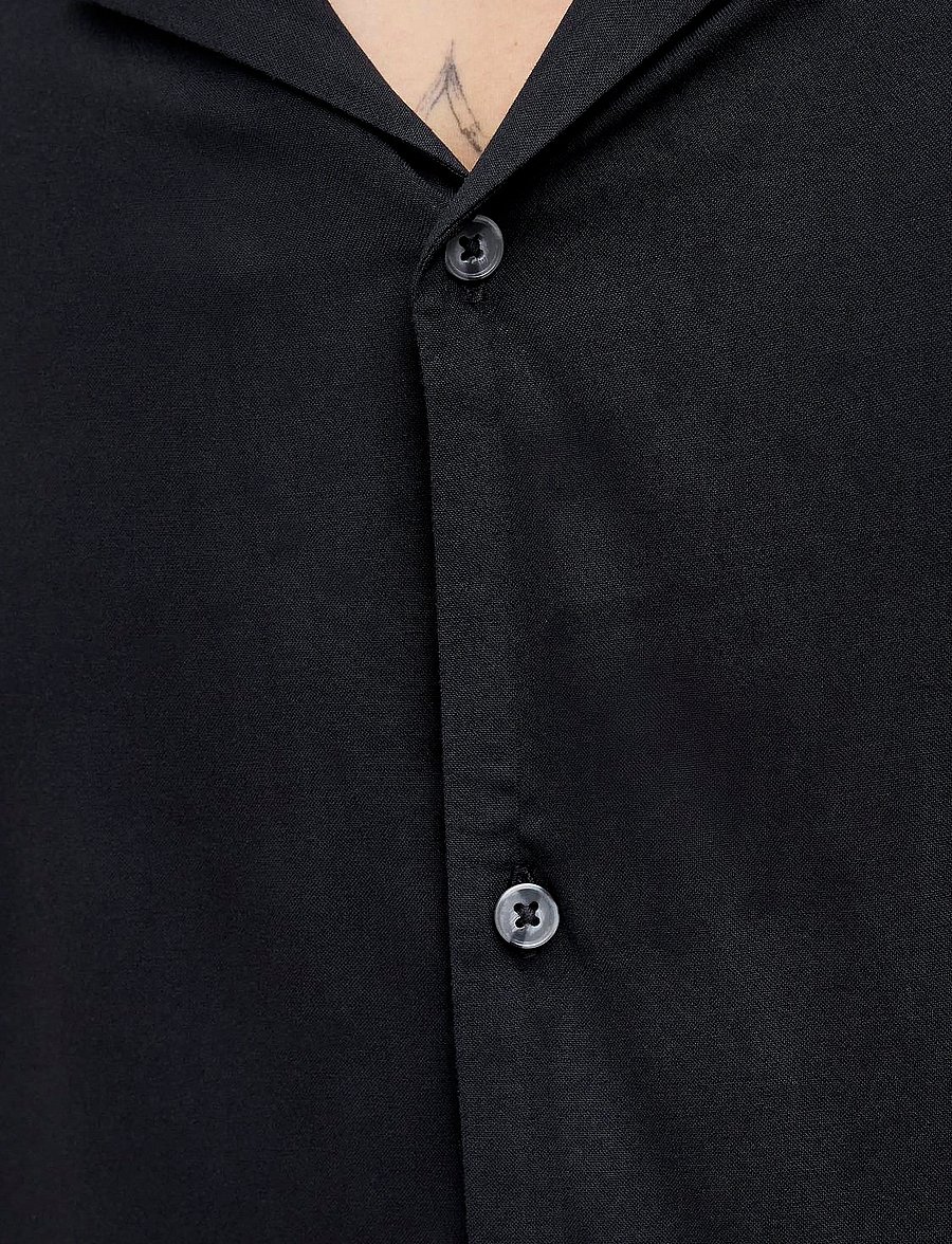 Jack & Jones - JJEJEFF SOLID RESORT SHIRT S/S SN - kurzarmhemden - black - 3