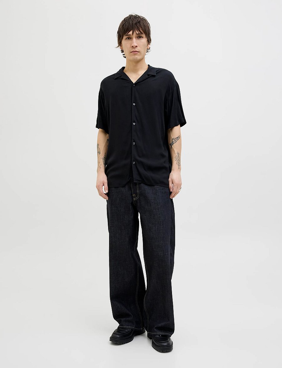 Jack & Jones - JJEJEFF SOLID RESORT SHIRT S/S SN - kurzarmhemden - black - 3