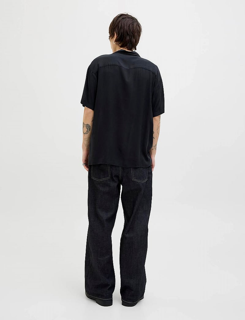 Jack & Jones - JJEJEFF SOLID RESORT SHIRT S/S SN - kortärmade skjortor - black - 5