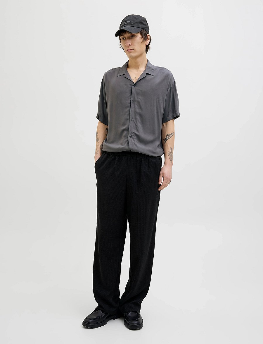 Jack & Jones - JJEJEFF SOLID RESORT SHIRT S/S SN - lyhythihaiset kauluspaidat - castlerock - 4