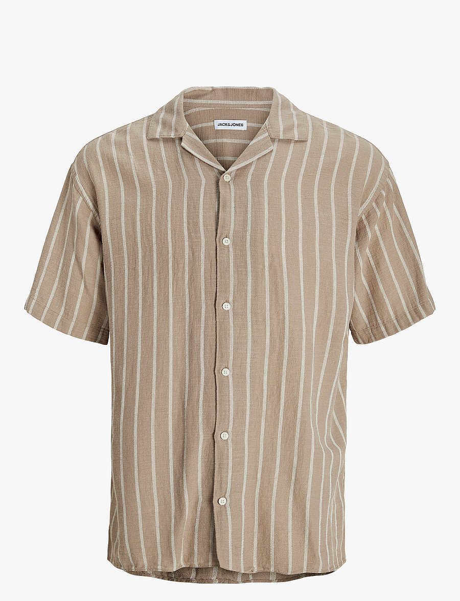 Jack & Jones - JJEENZO STRIPE RESORT SHIRT SS SN - marškiniai trumpomis rankovėmis - crockery - 1