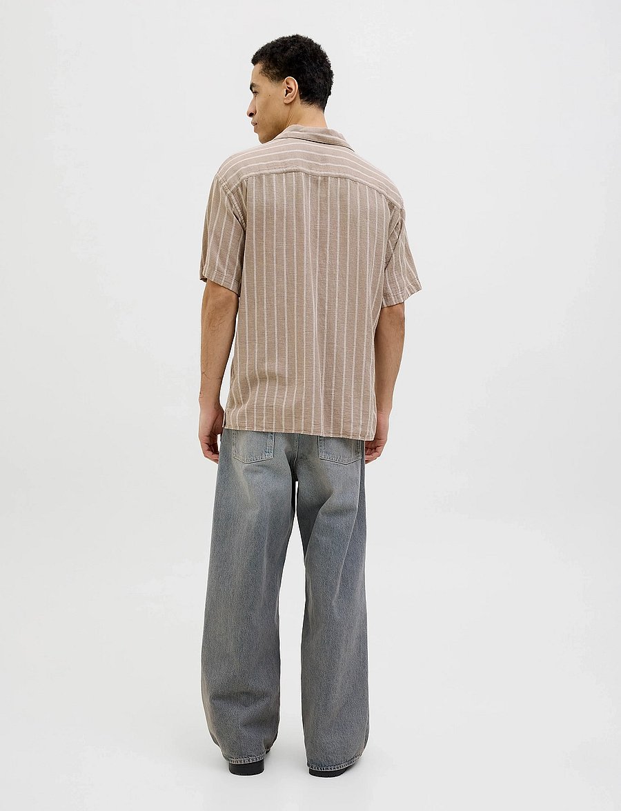 Jack & Jones - JJEENZO STRIPE RESORT SHIRT SS SN - marškiniai trumpomis rankovėmis - crockery - 5