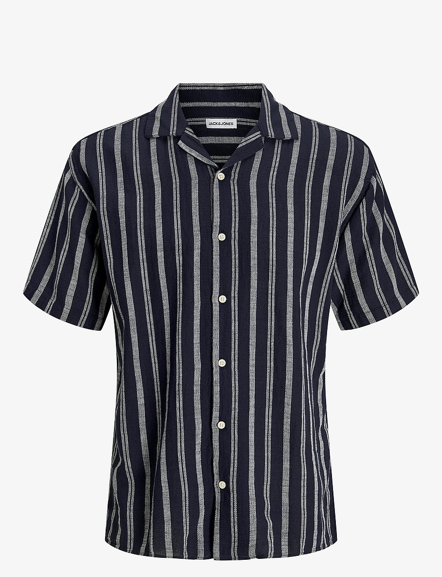 Jack & Jones - JJEENZO STRIPE RESORT SHIRT SS SN - lyhythihaiset kauluspaidat - sky captain - 1