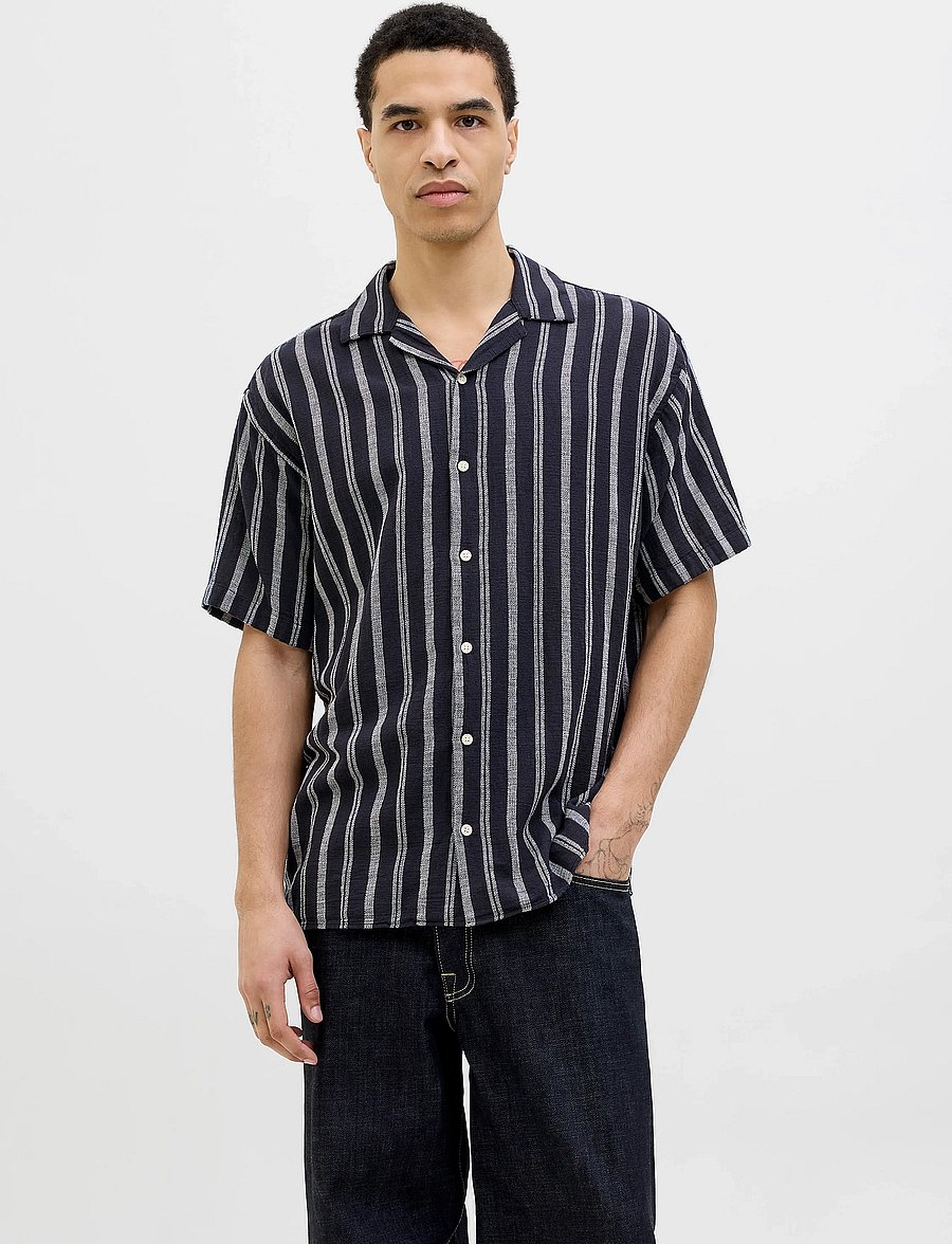Jack & Jones - JJEENZO STRIPE RESORT SHIRT SS SN - lyhythihaiset kauluspaidat - sky captain - 4