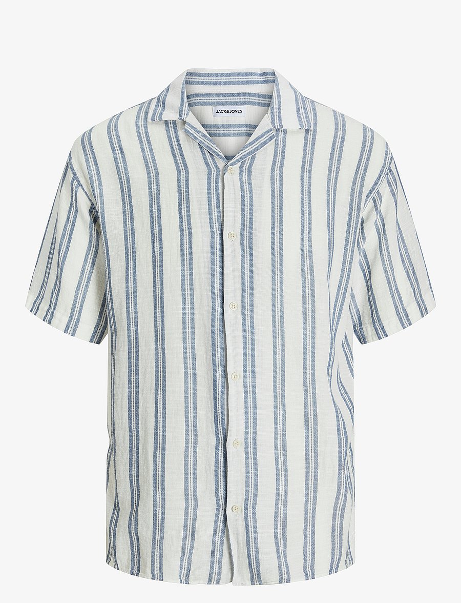 Jack & Jones - JJEENZO STRIPE RESORT SHIRT SS SN - stutterma skyrtur - white - 1