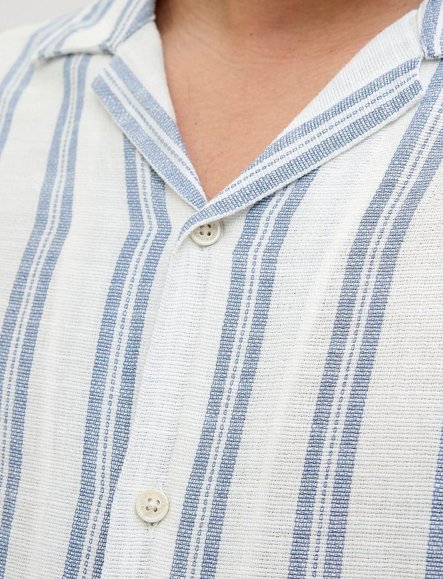 Jack & Jones - JJEENZO STRIPE RESORT SHIRT SS SN - stutterma skyrtur - white - 0