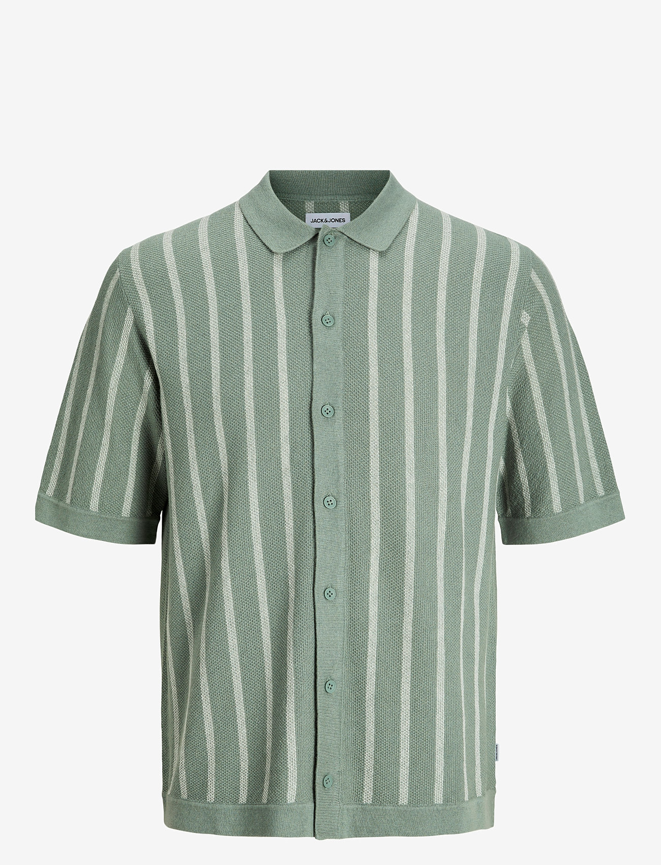 Jack & Jones - JJEMIL KNIT STRIPED SHIRT SS - short-sleeved shirts - iceberg green - 1