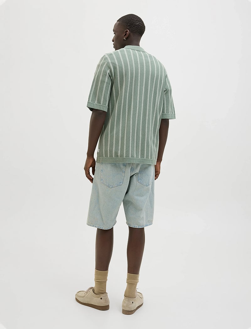 Jack & Jones - JJEMIL KNIT STRIPED SHIRT SS - short-sleeved shirts - iceberg green - 2